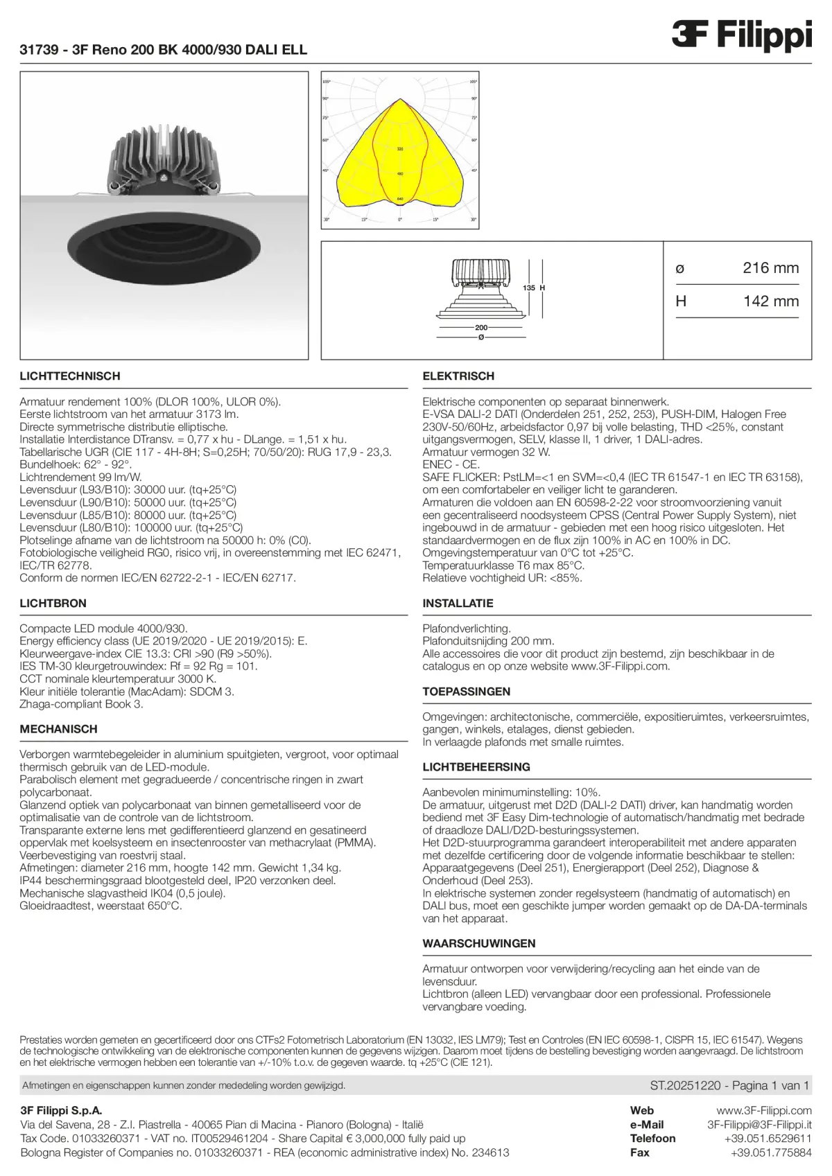 31739 - 3F Reno 200 BK 4000-930 DALI ELL - Datasheet - nl