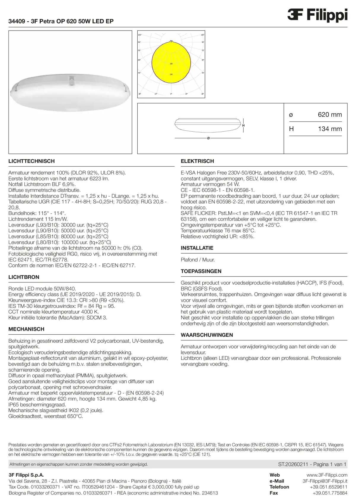 34409 - 3F Petra OP 620 50W LED EP - Datasheet - nl