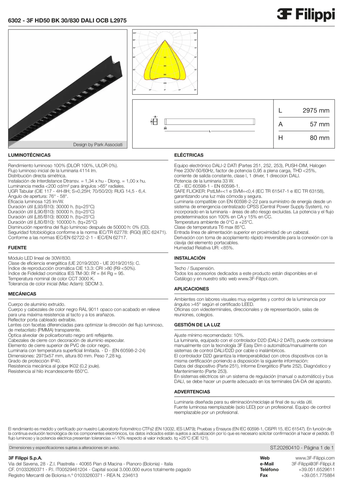 6302 - 3F HD50 BK 30-830 DALI OCB L2975 - Datasheet - es