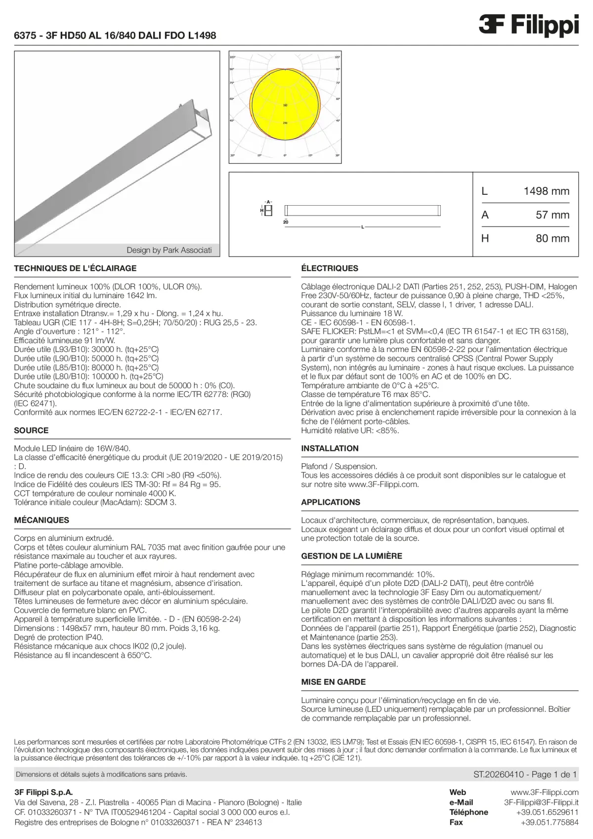 6375 - 3F HD50 AL 16-840 DALI FDO L1498 - Datasheet - fr