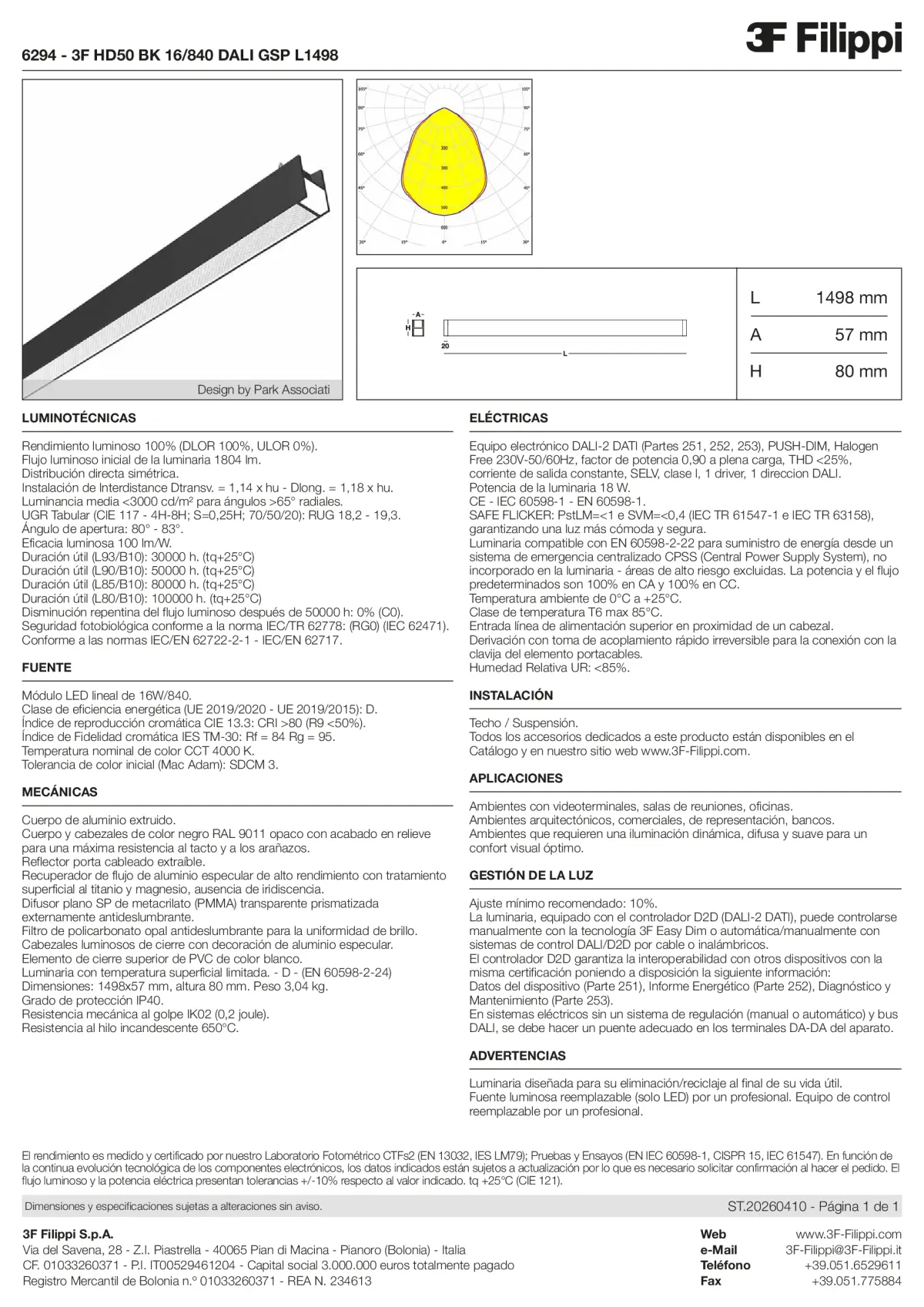 6294 - 3F HD50 BK 16-840 DALI GSP L1498 - Datasheet - es