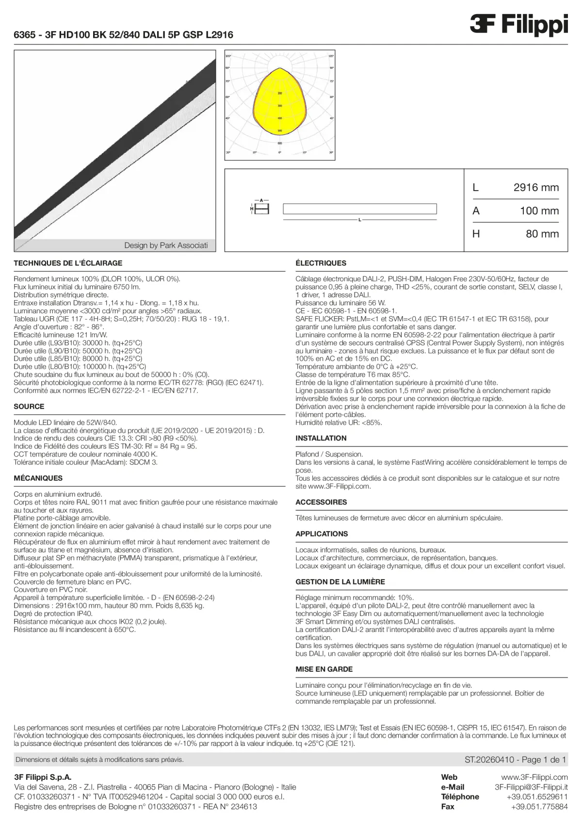 6365 - 3F HD100 BK 52-840 DALI 5P GSP L2916 - Datasheet - fr