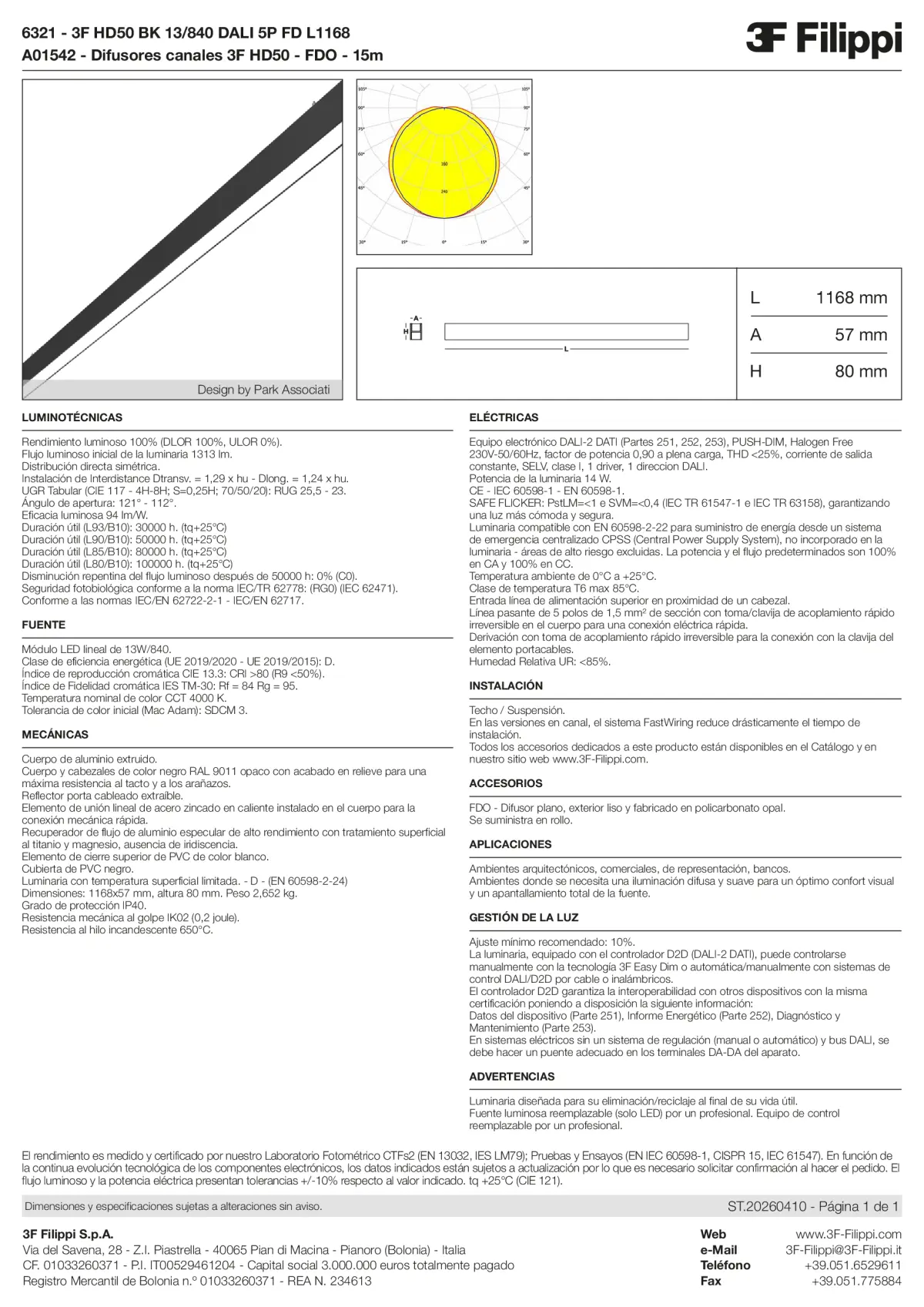 6321+A01542 - 3F HD50 BK 13-840 DALI 5P FD L1168 + FDO - Datasheet - es