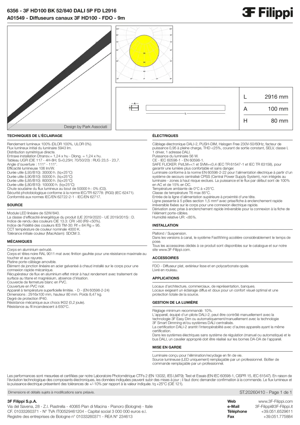 6356+A01549 - 3F HD100 BK 52-840 DALI 5P FD L2916 + FDO - Datasheet - fr