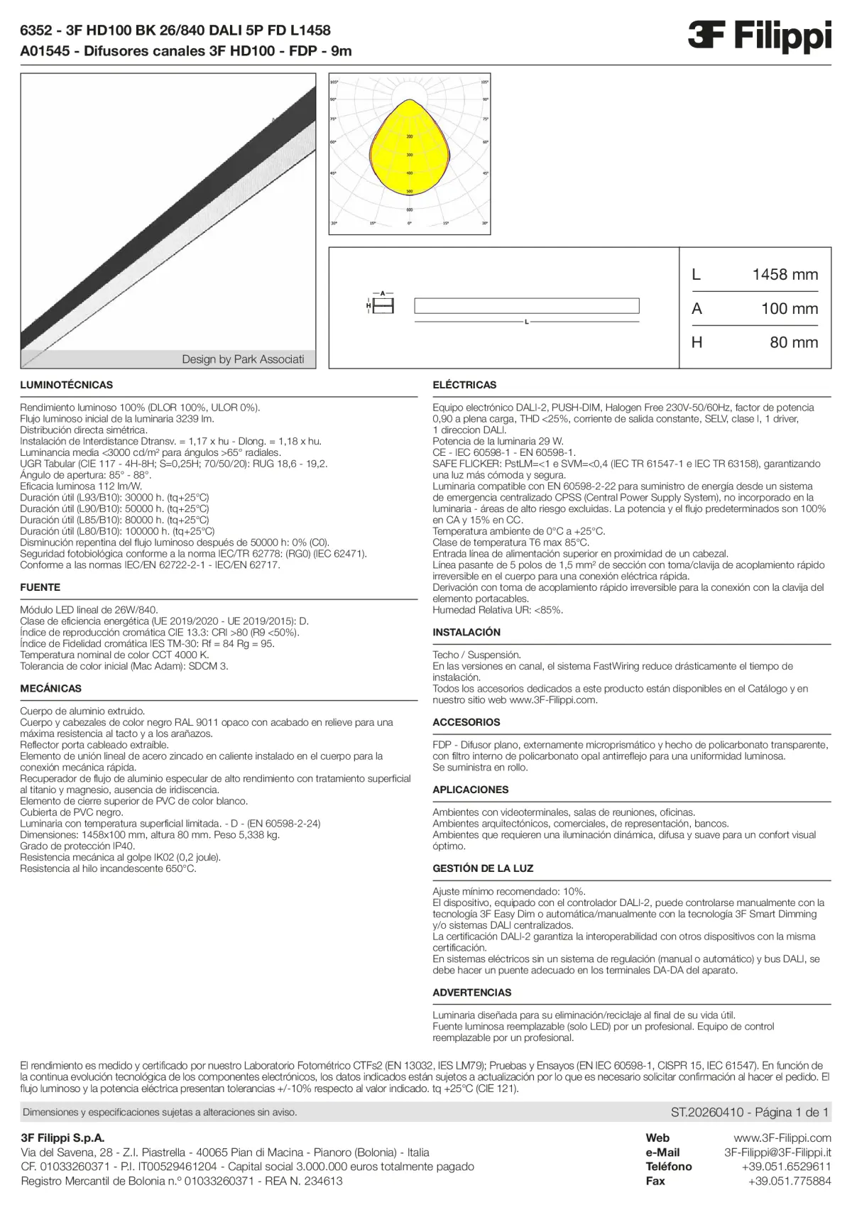 6352+A01545 - 3F HD100 BK 26-840 DALI 5P FD L1458 + FDP - Datasheet - es