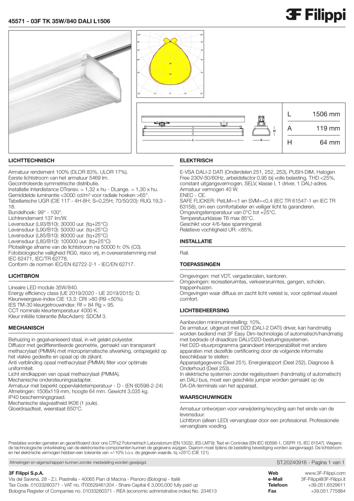 45571 - 03F TK 35W-840 DALI L1506 - Datasheet - nl