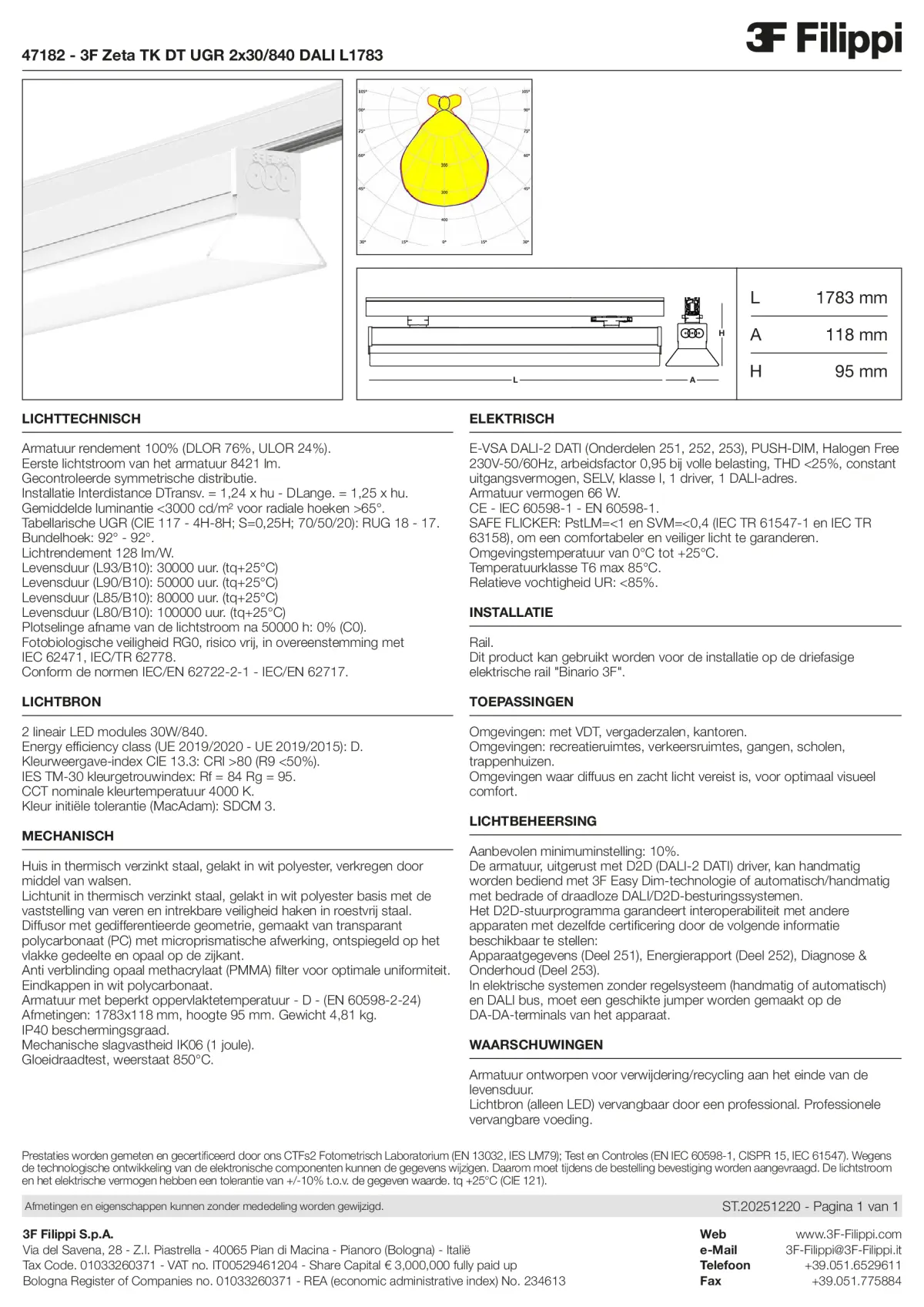 47182 - 3F Zeta TK DT UGR 2x30-840 DALI L1783 - Datasheet - nl