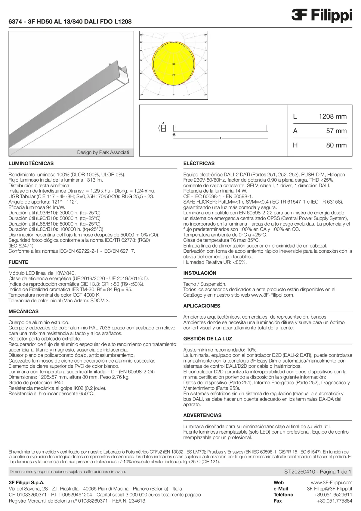 6374 - 3F HD50 AL 13-840 DALI FDO L1208 - Datasheet - es