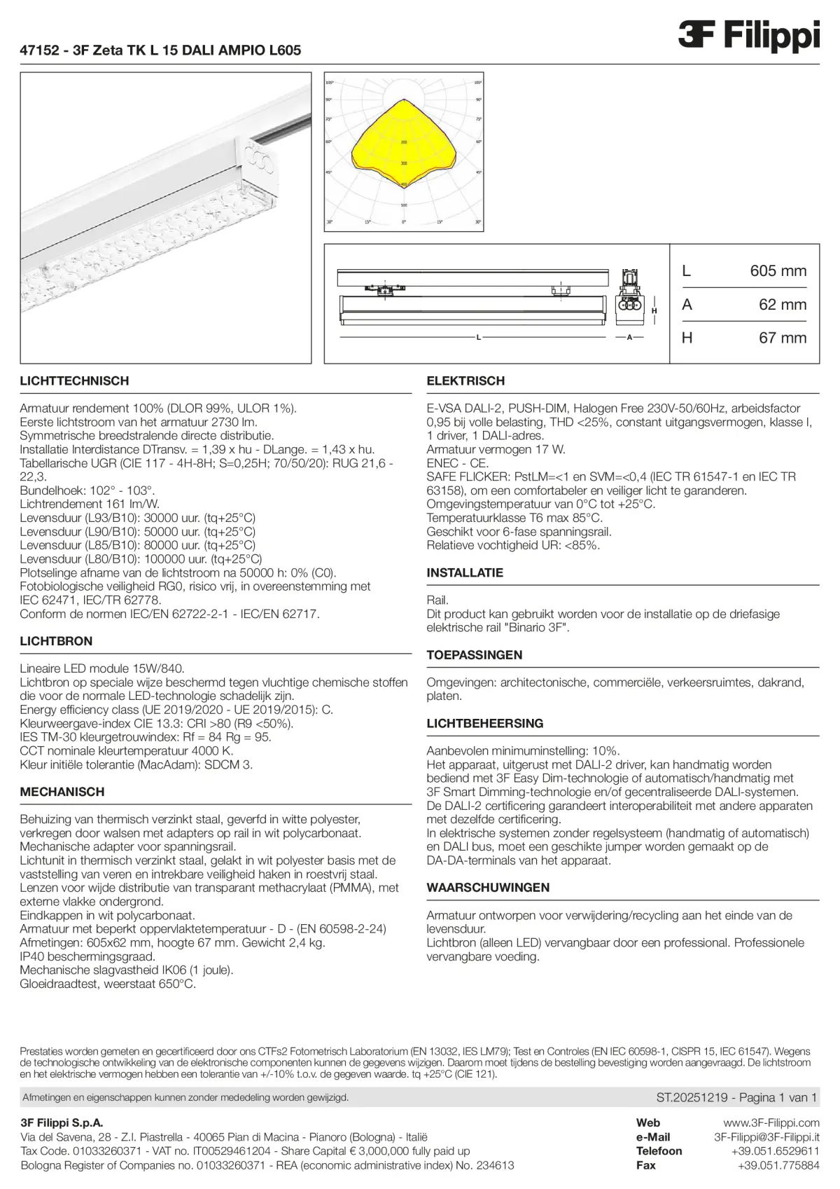 47152 - 3F Zeta TK L 15 DALI AMPIO L605 - Datasheet - nl