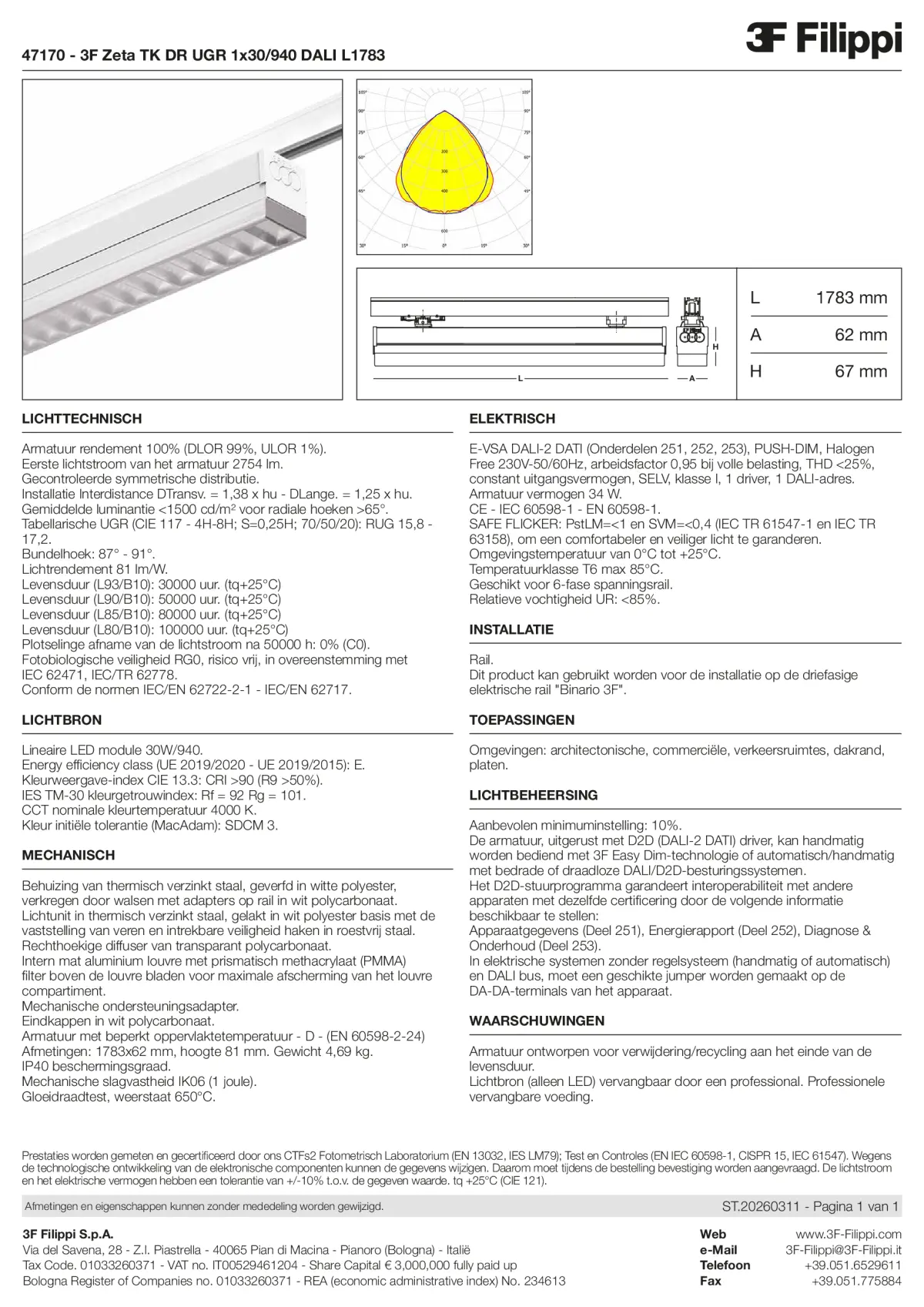 47170 - 3F Zeta TK DR UGR 1x30-940 DALI L1783 - Datasheet - nl