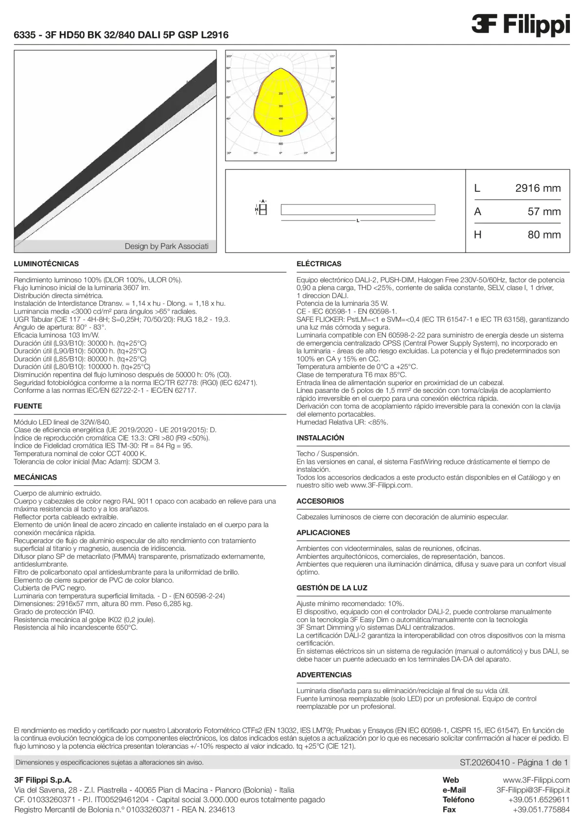 6335 - 3F HD50 BK 32-840 DALI 5P GSP L2916 - Datasheet - es