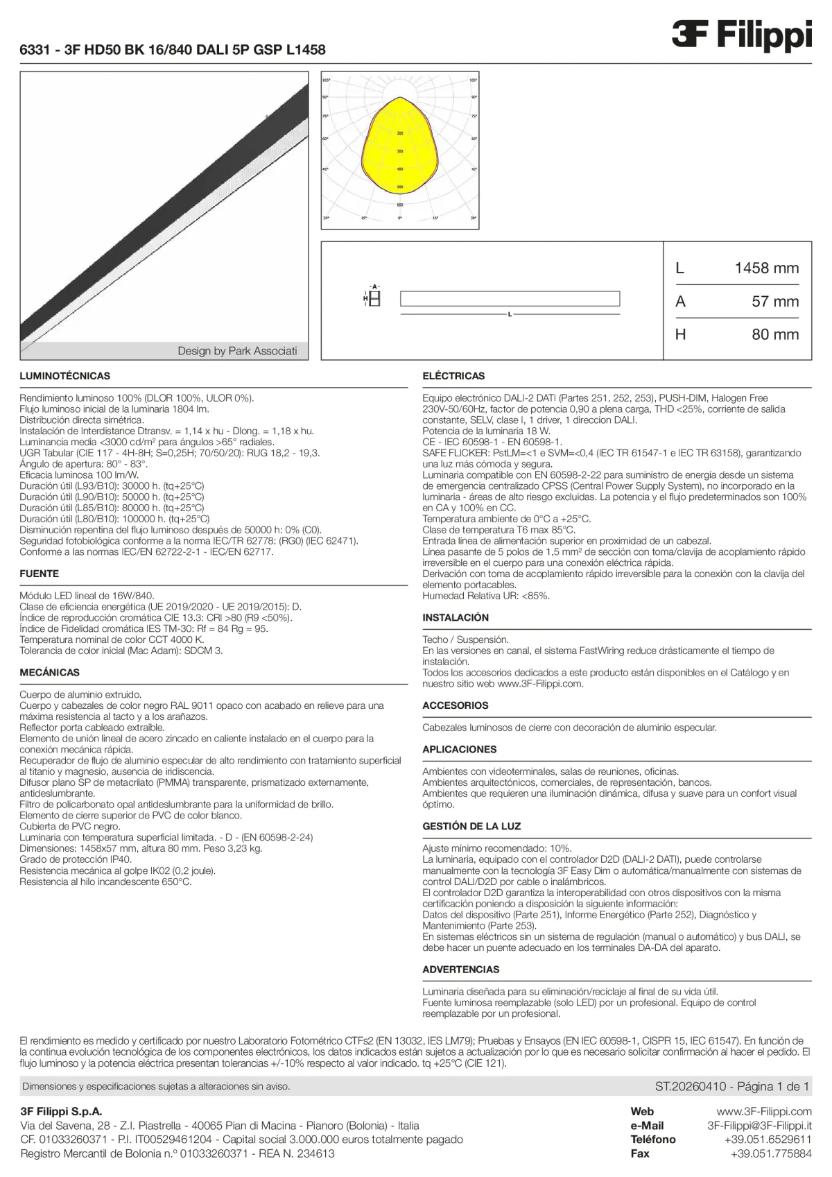 6331 - 3F HD50 BK 16-840 DALI 5P GSP L1458 - Datasheet - es