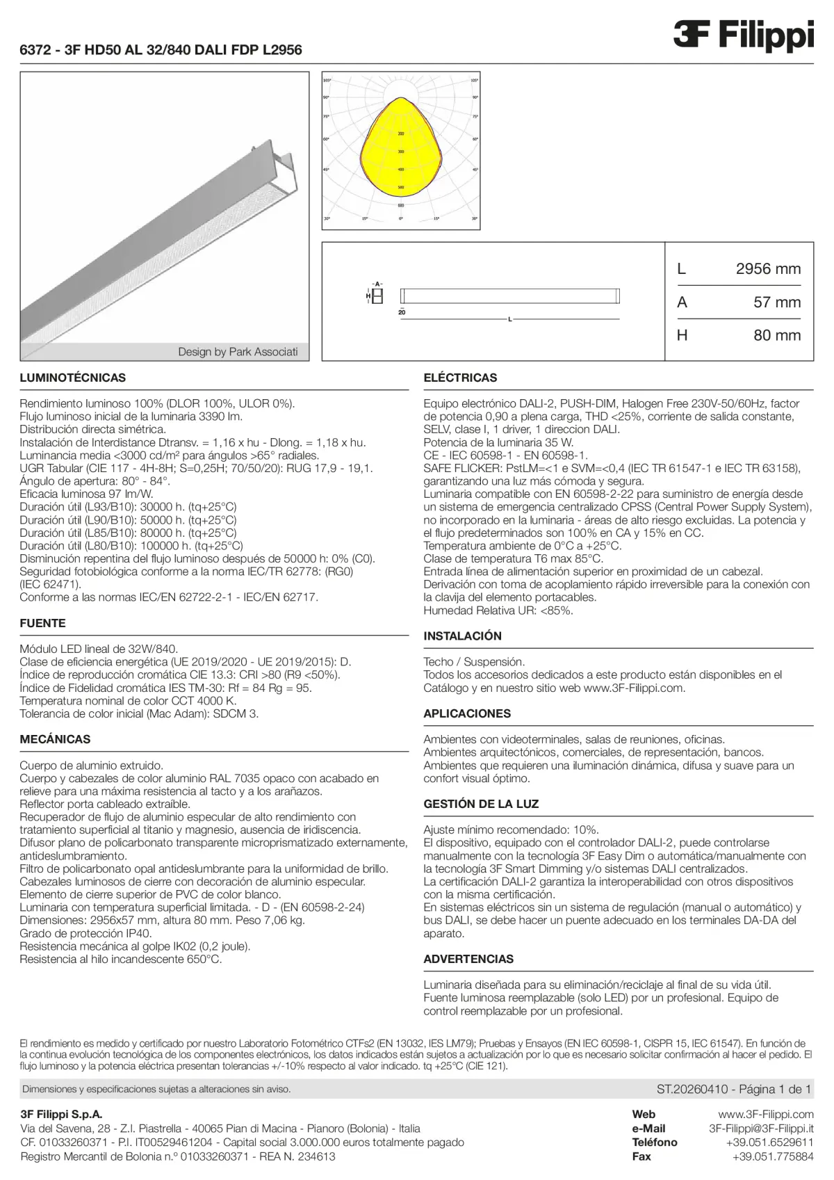 6372 - 3F HD50 AL 32-840 DALI FDP L2956 - Datasheet - es