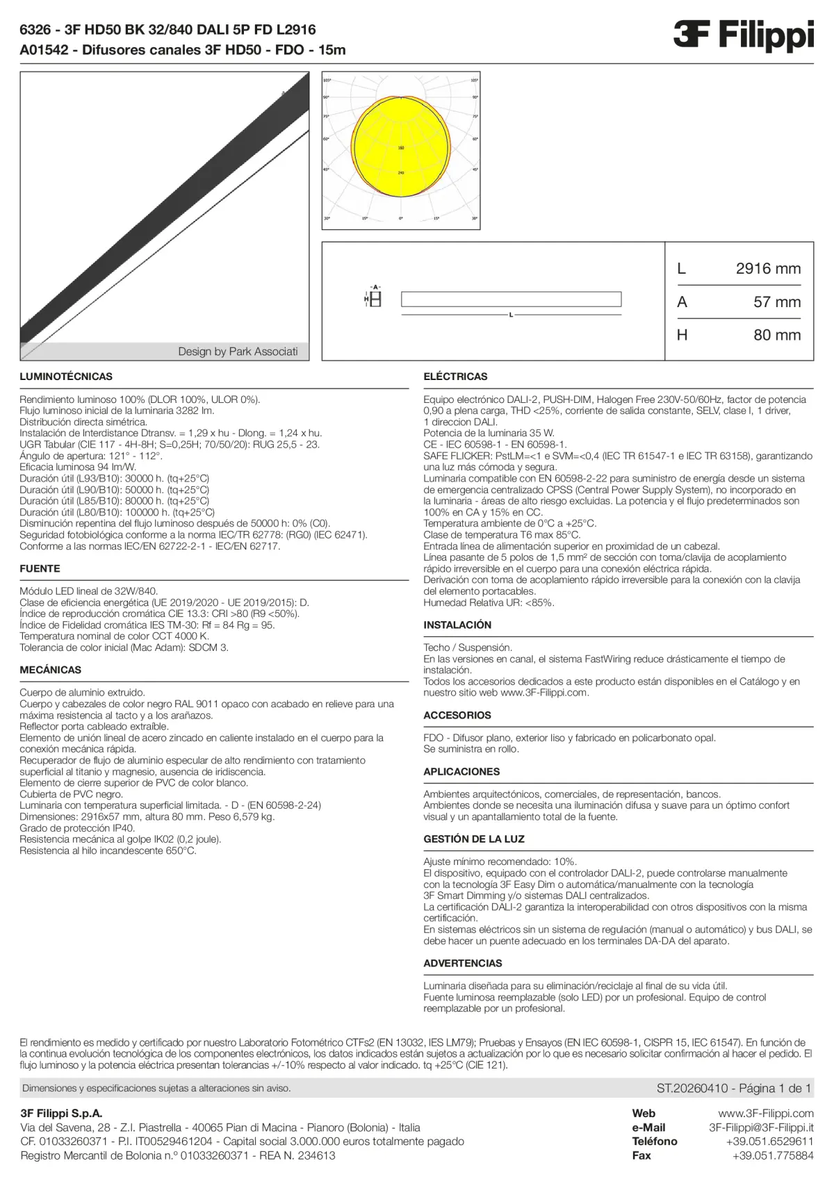 6326+A01542 - 3F HD50 BK 32-840 DALI 5P FD L2916 + FDO - Datasheet - es