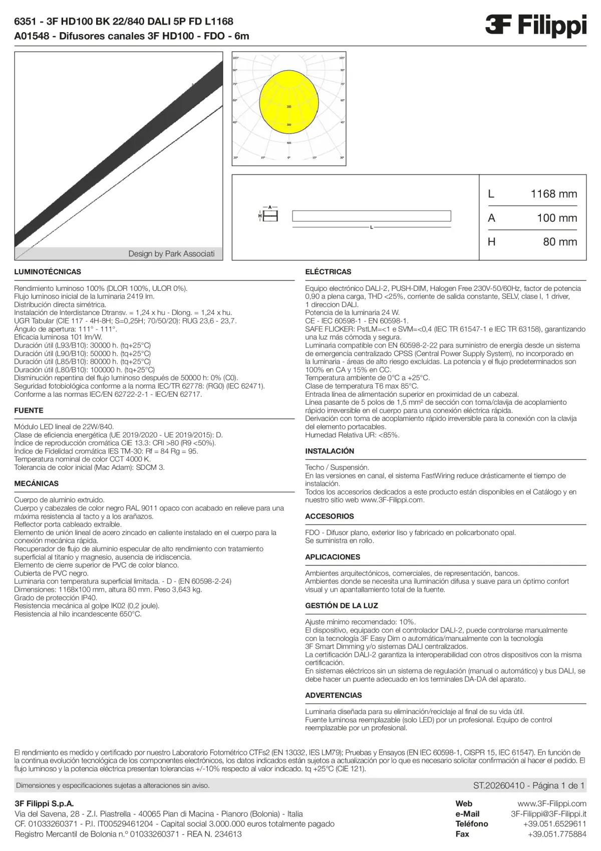 6351+A01548 - 3F HD100 BK 22-840 DALI 5P FD L1168 + FDO - Datasheet - es