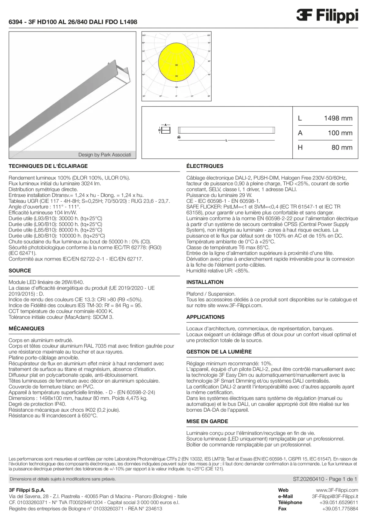 6394 - 3F HD100 AL 26-840 DALI FDO L1498 - Datasheet - fr