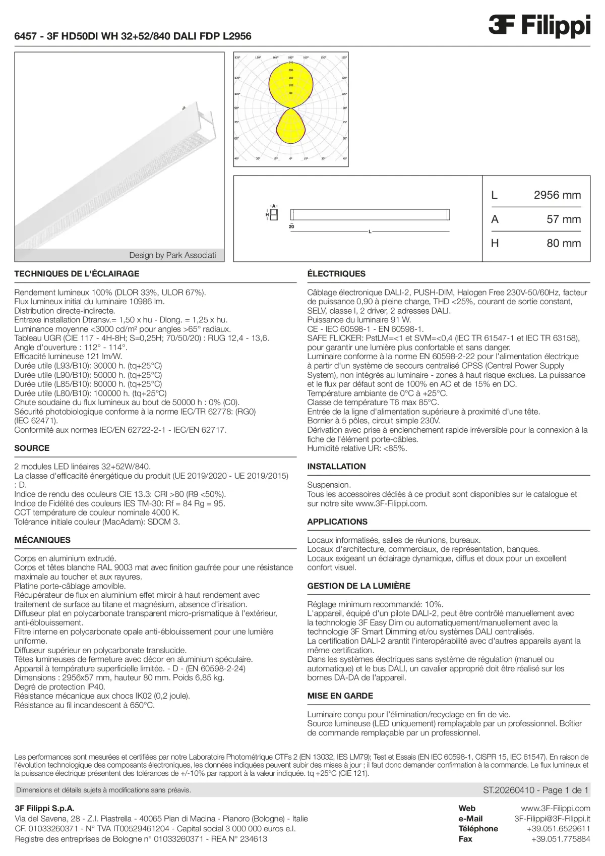 6457 - 3F HD50DI WH 32+52-840 DALI FDP L2956 - Datasheet - fr