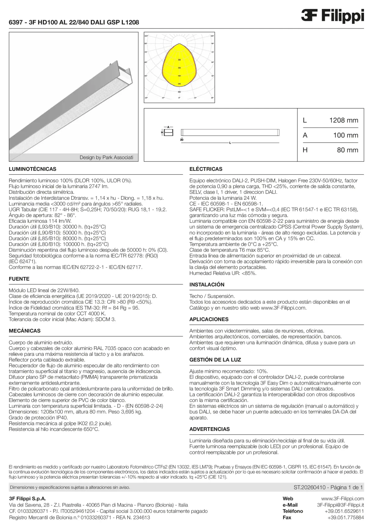 6397 - 3F HD100 AL 22-840 DALI GSP L1208 - Datasheet - es