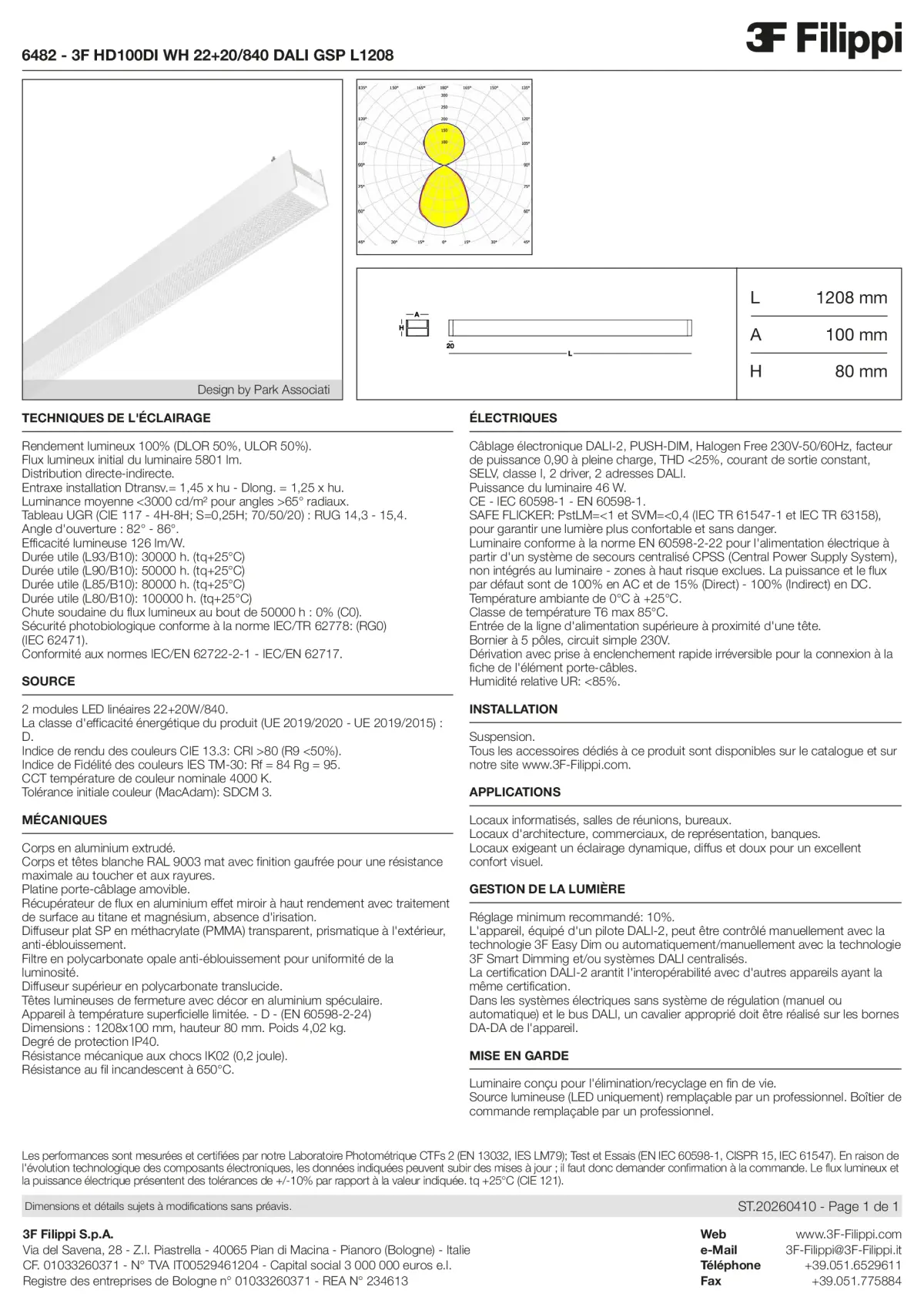 6482 - 3F HD100DI WH 22+20-840 DALI GSP L1208 - Datasheet - fr