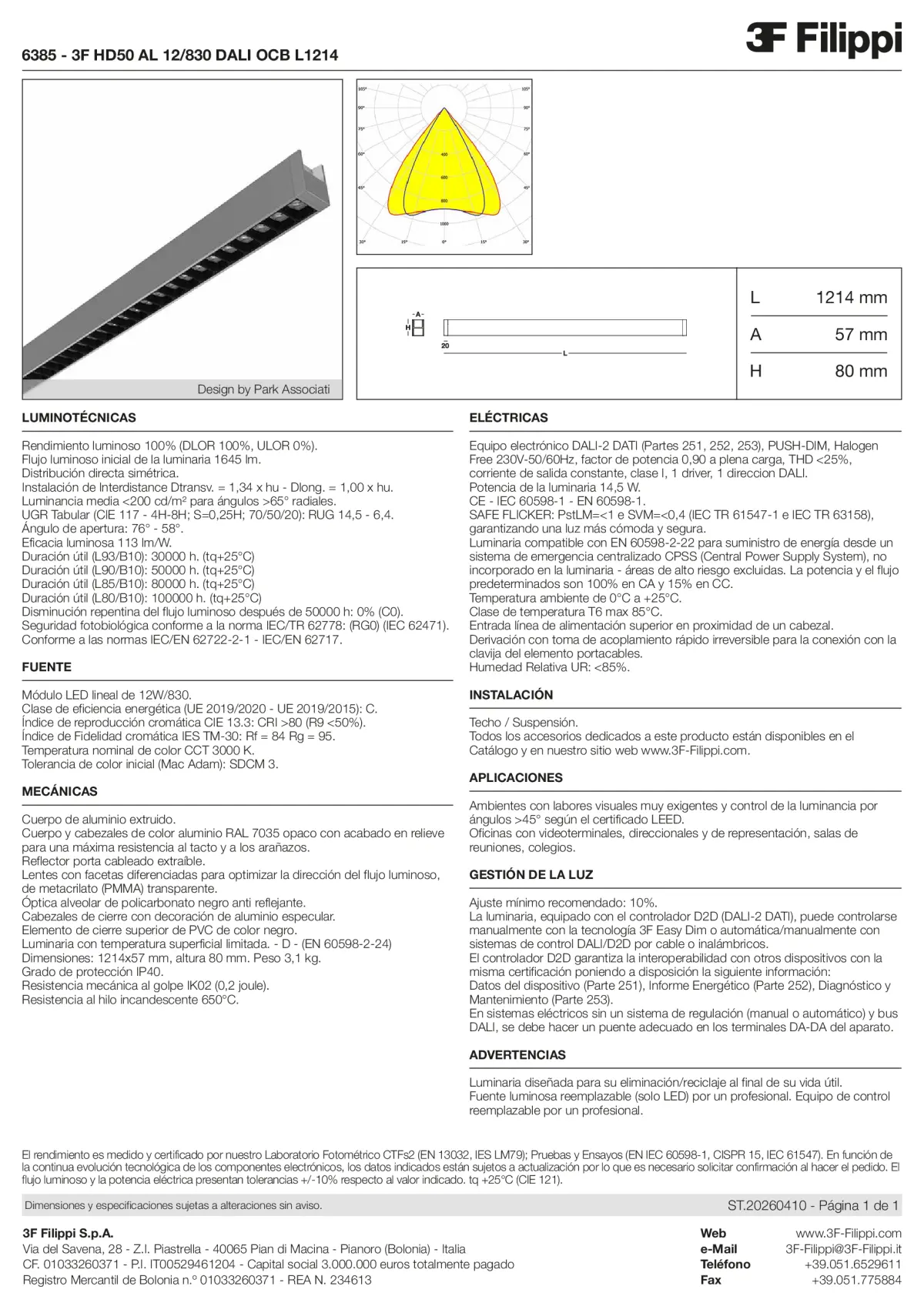 6385 - 3F HD50 AL 12-830 DALI OCB L1214 - Datasheet - es