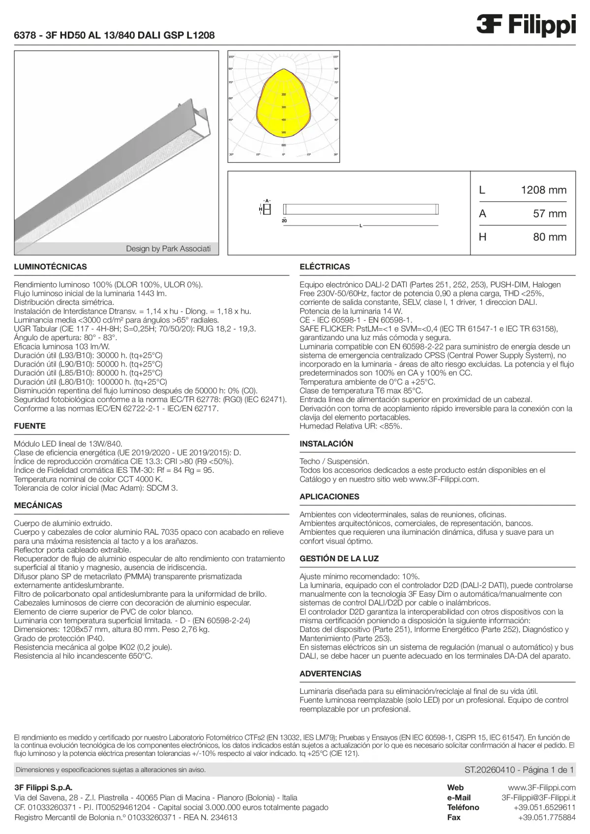 6378 - 3F HD50 AL 13-840 DALI GSP L1208 - Datasheet - es