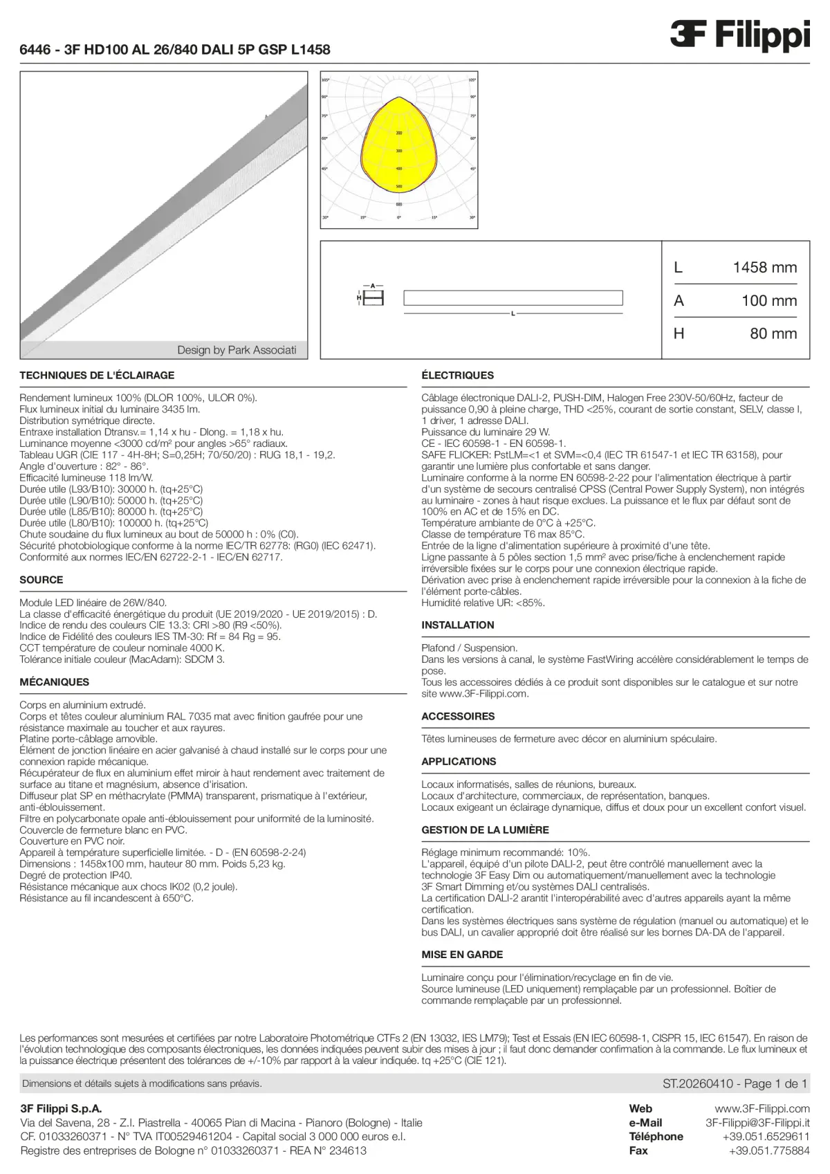 6446 - 3F HD100 AL 26-840 DALI 5P GSP L1458 - Datasheet - fr
