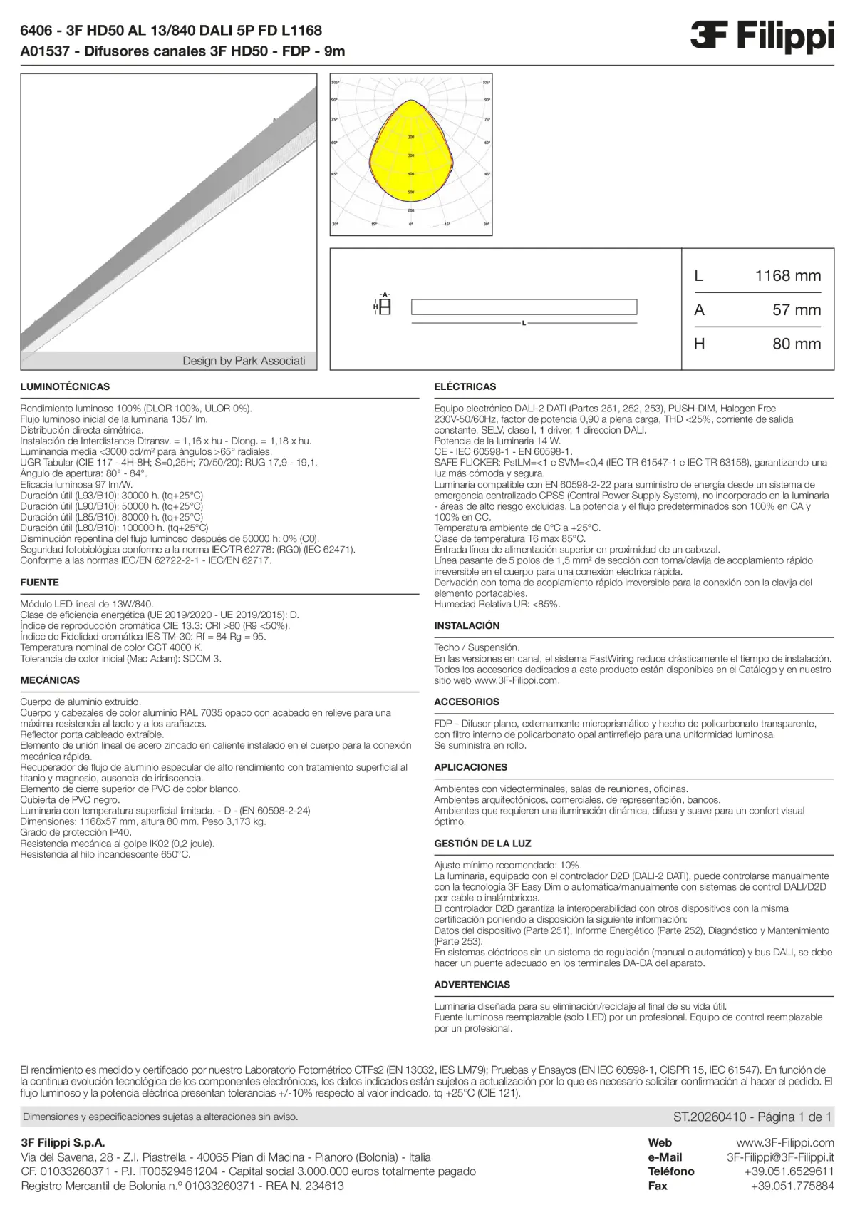 6406+A01537 - 3F HD50 AL 13-840 DALI 5P FD L1168 + FDP - Datasheet - es