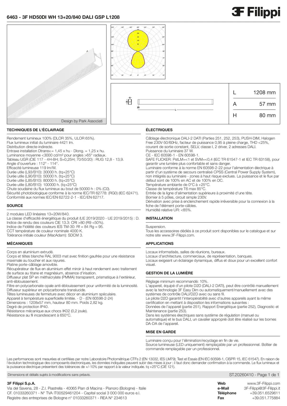 6463 - 3F HD50DI WH 13+20-840 DALI GSP L1208 - Datasheet - fr