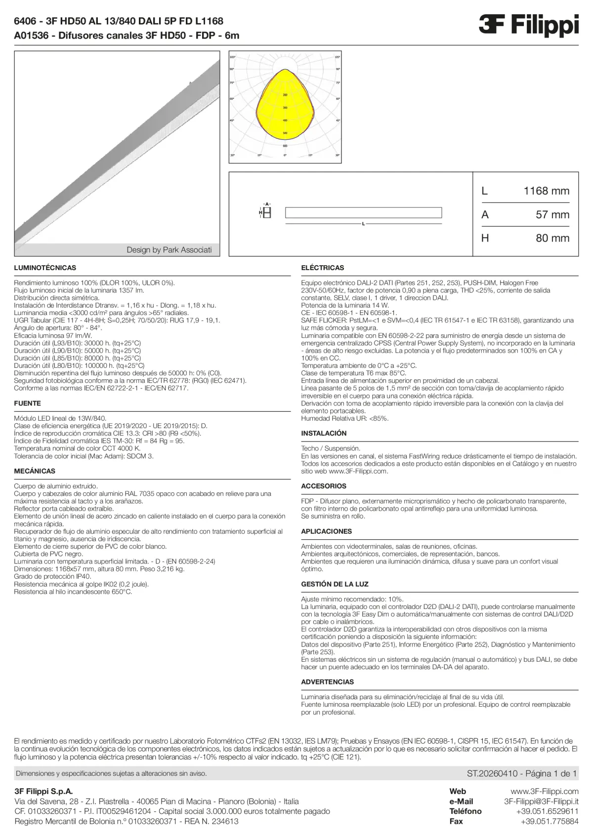 6406+A01536 - 3F HD50 AL 13-840 DALI 5P FD L1168 + FDP - Datasheet - es