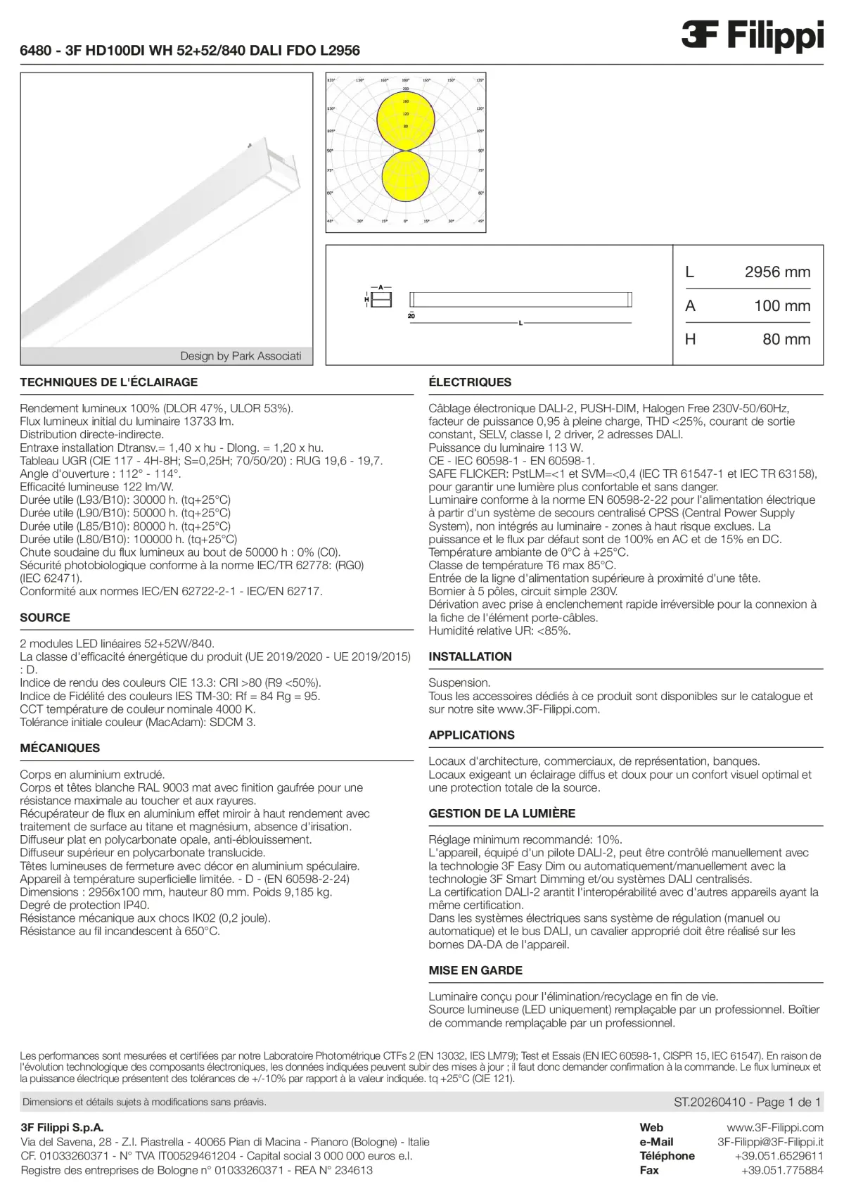 6480 - 3F HD100DI WH 52+52-840 DALI FDO L2956 - Datasheet - fr