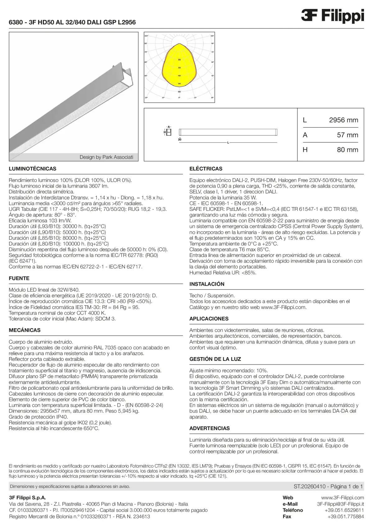 6380 - 3F HD50 AL 32-840 DALI GSP L2956 - Datasheet - es