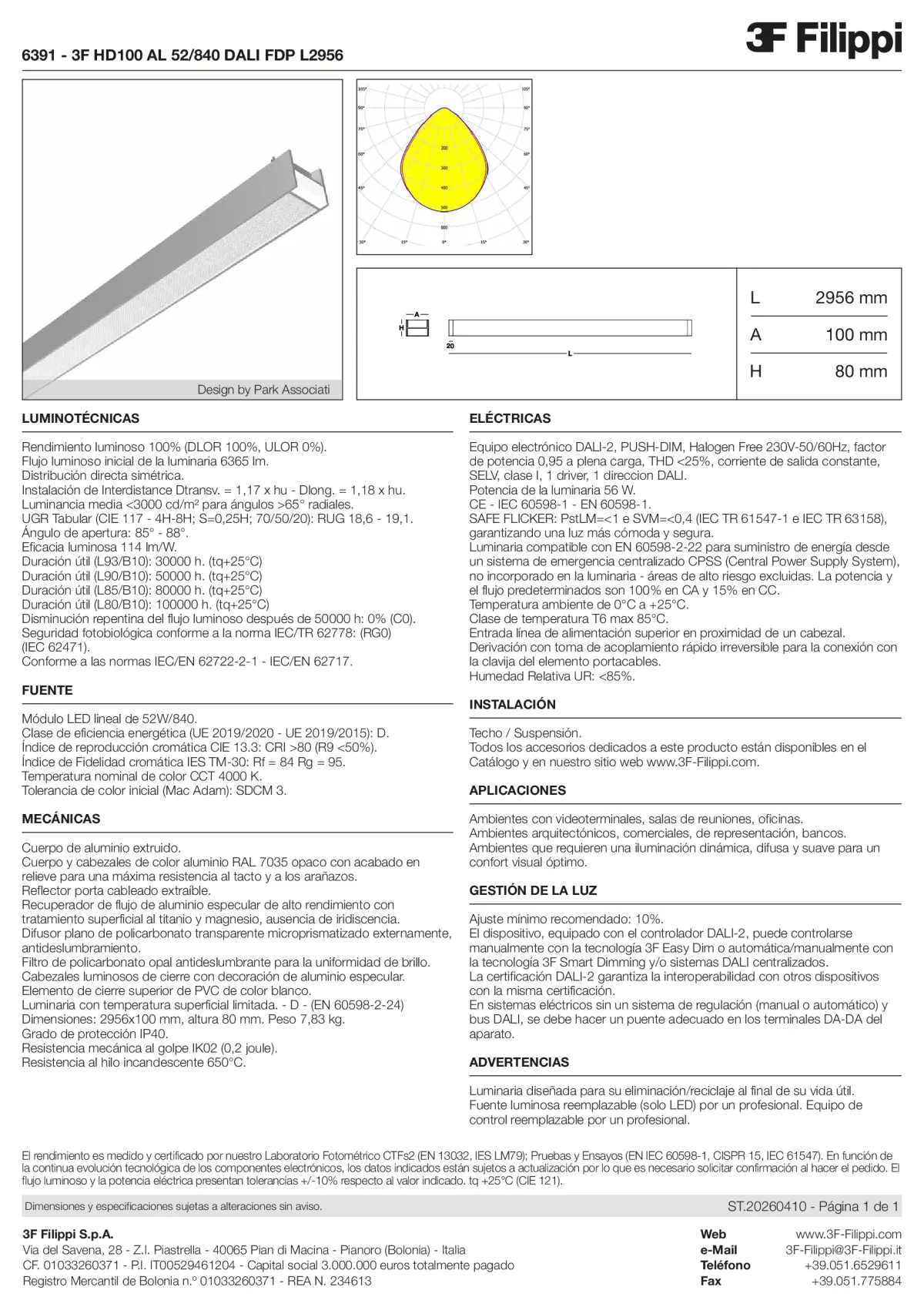 6391 - 3F HD100 AL 52-840 DALI FDP L2956 - Datasheet - es