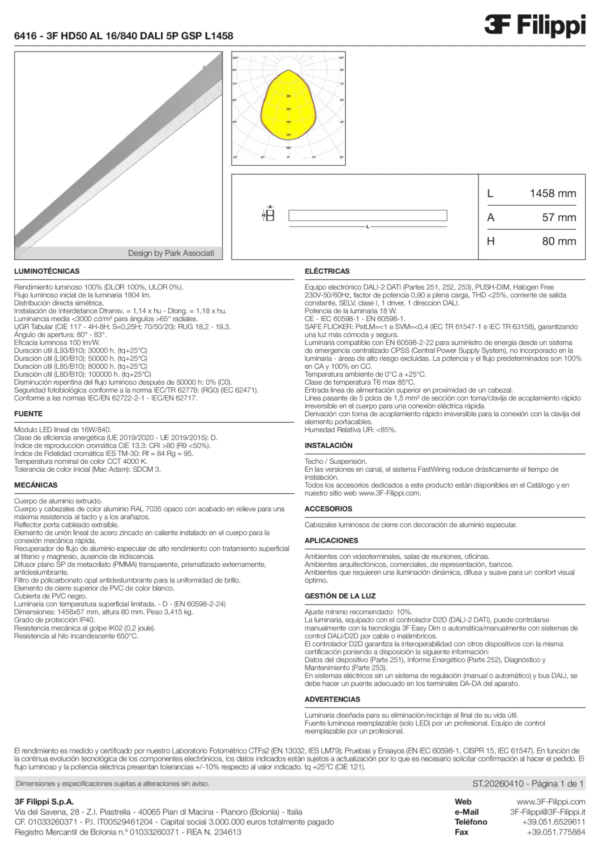 6416 - 3F HD50 AL 16-840 DALI 5P GSP L1458 - Datasheet - es