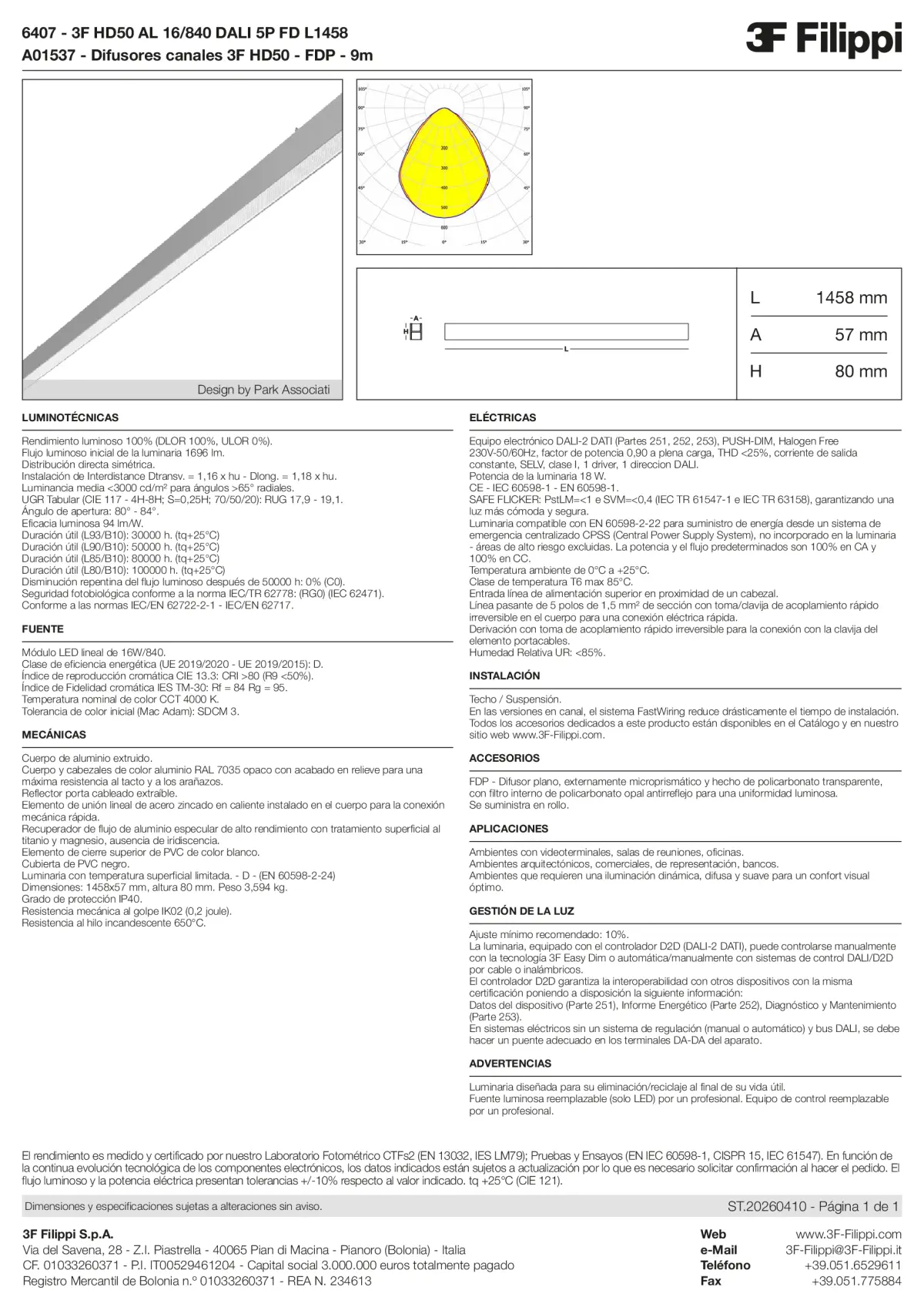 6407+A01537 - 3F HD50 AL 16-840 DALI 5P FD L1458 + FDP - Datasheet - es