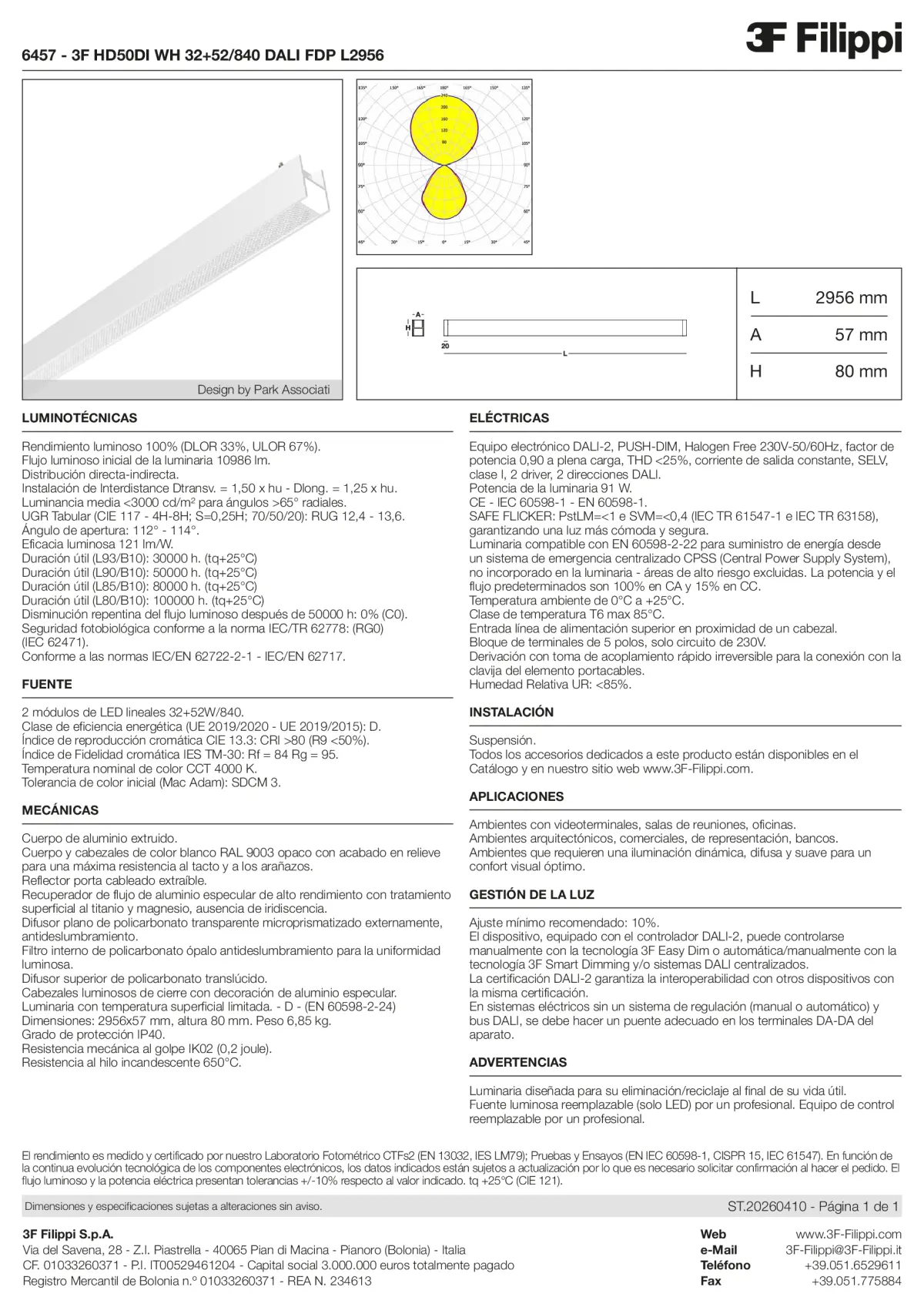 6457 - 3F HD50DI WH 32+52-840 DALI FDP L2956 - Datasheet - es