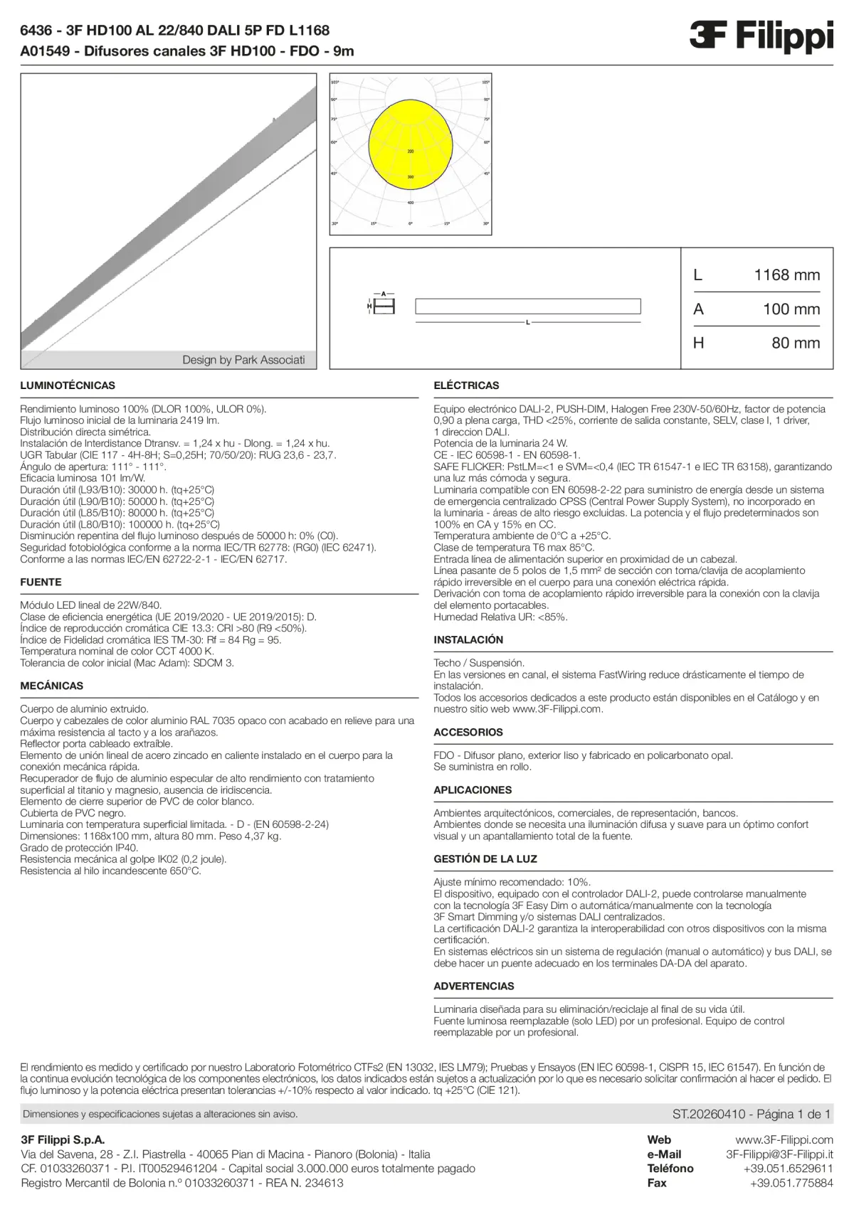 6436+A01549 - 3F HD100 AL 22-840 DALI 5P FD L1168 + FDO - Datasheet - es