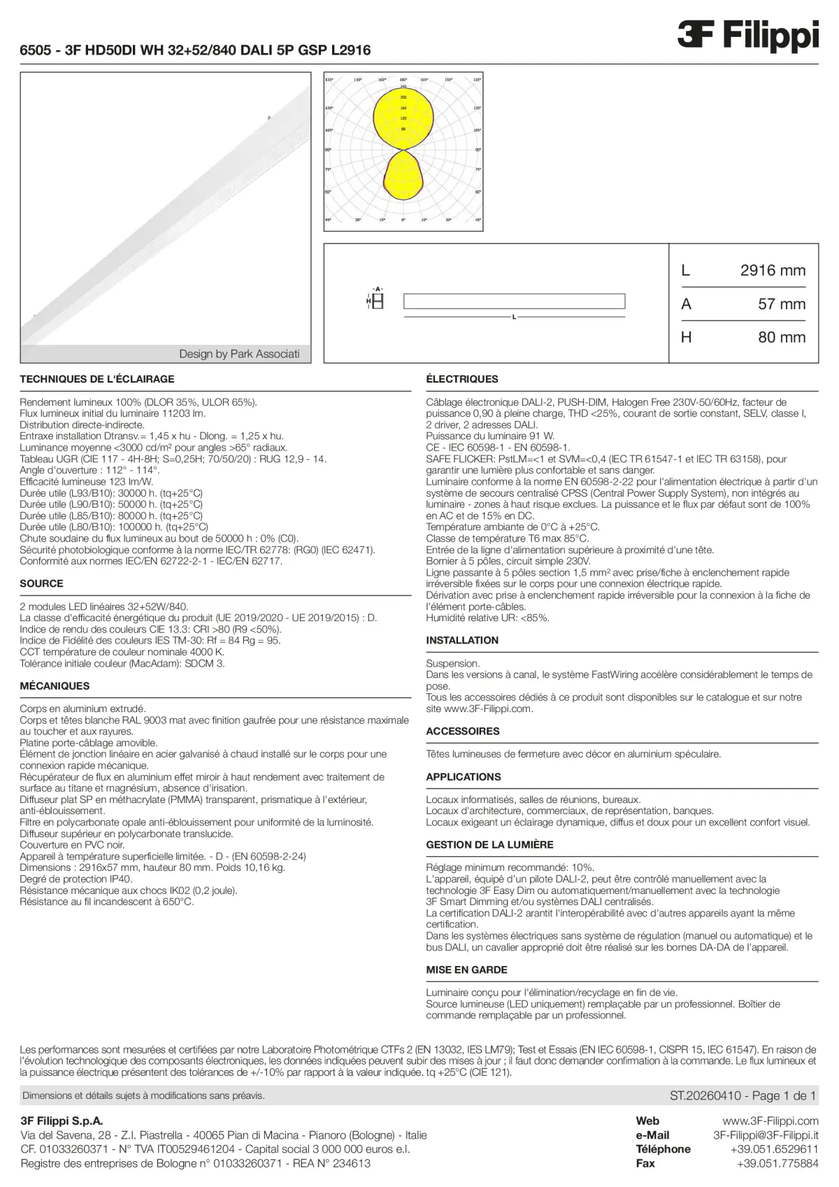 6505 - 3F HD50DI WH 32+52-840 DALI 5P GSP L2916 - Datasheet - fr