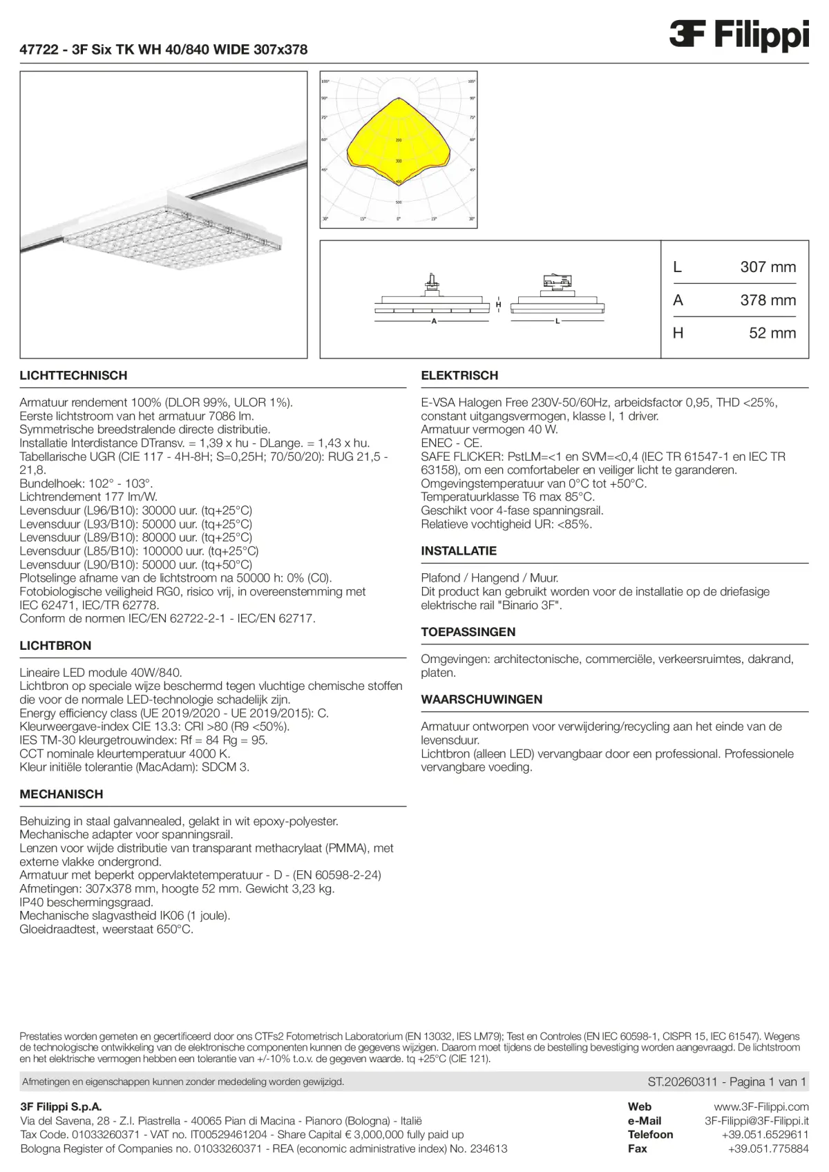 47722 - 3F Six TK WH 40-840 WIDE 307x378 - Datasheet - nl