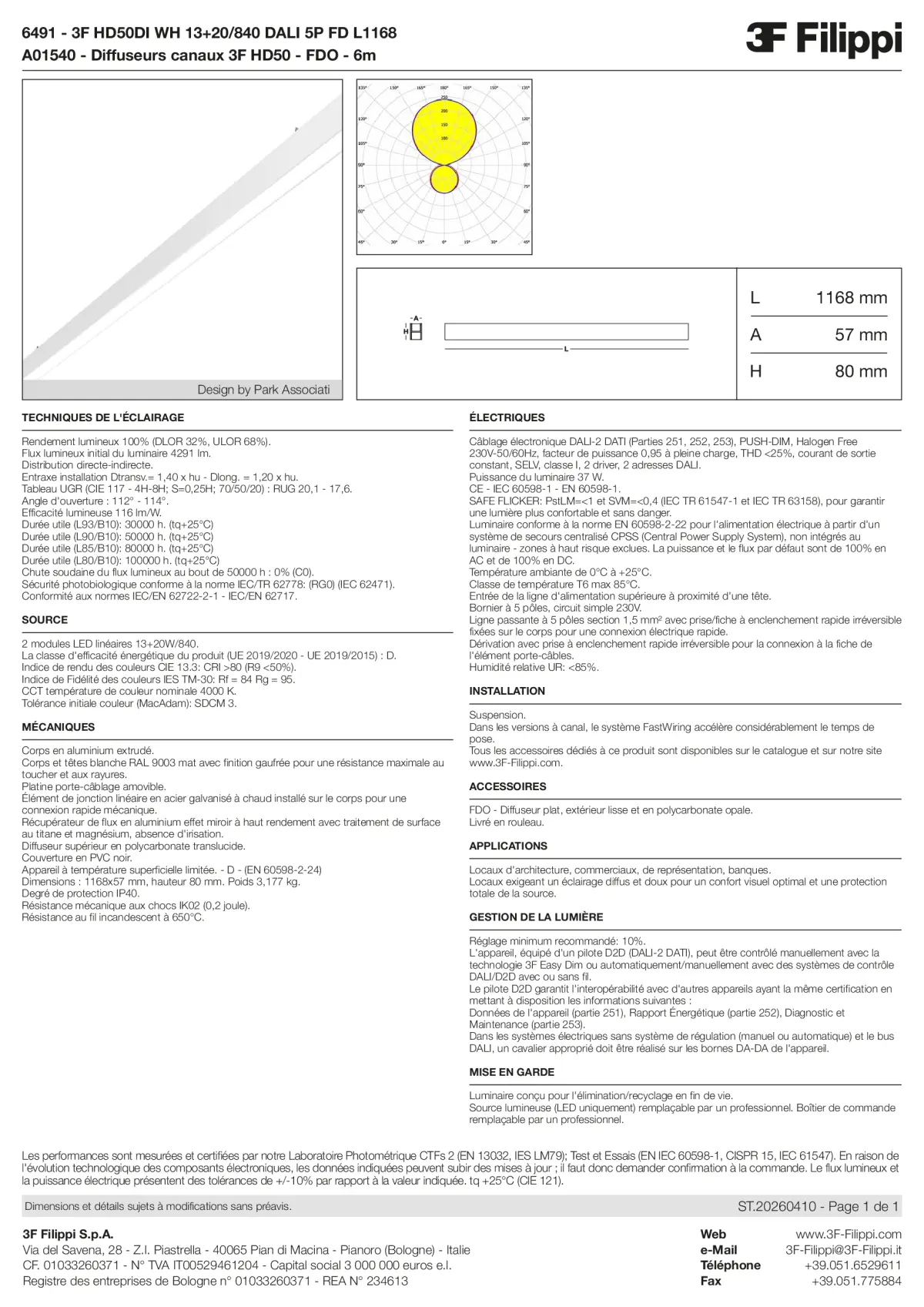 6491+A01540 - 3F HD50DI WH 13+20-840 DALI 5P FD L1168 + FDO - Datasheet - fr