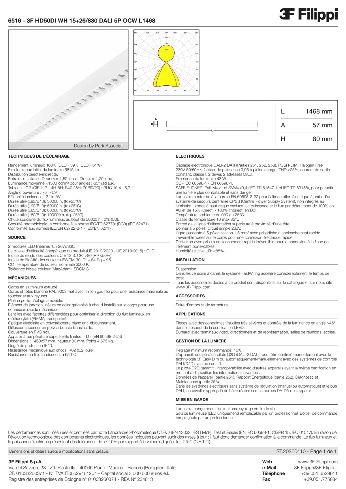 6516 - 3F HD50DI WH 15+26-830 DALI 5P OCW L1468 - Datasheet - fr