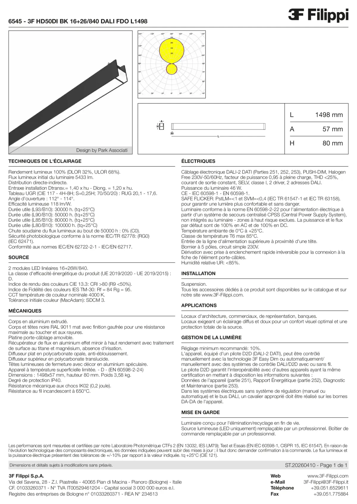 6545 - 3F HD50DI BK 16+26-840 DALI FDO L1498 - Datasheet - fr