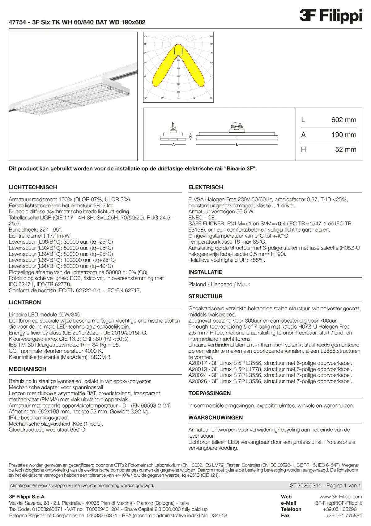 47754 - 3F Six TK WH 60-840 BAT WD 190x602 - Datasheet - nl