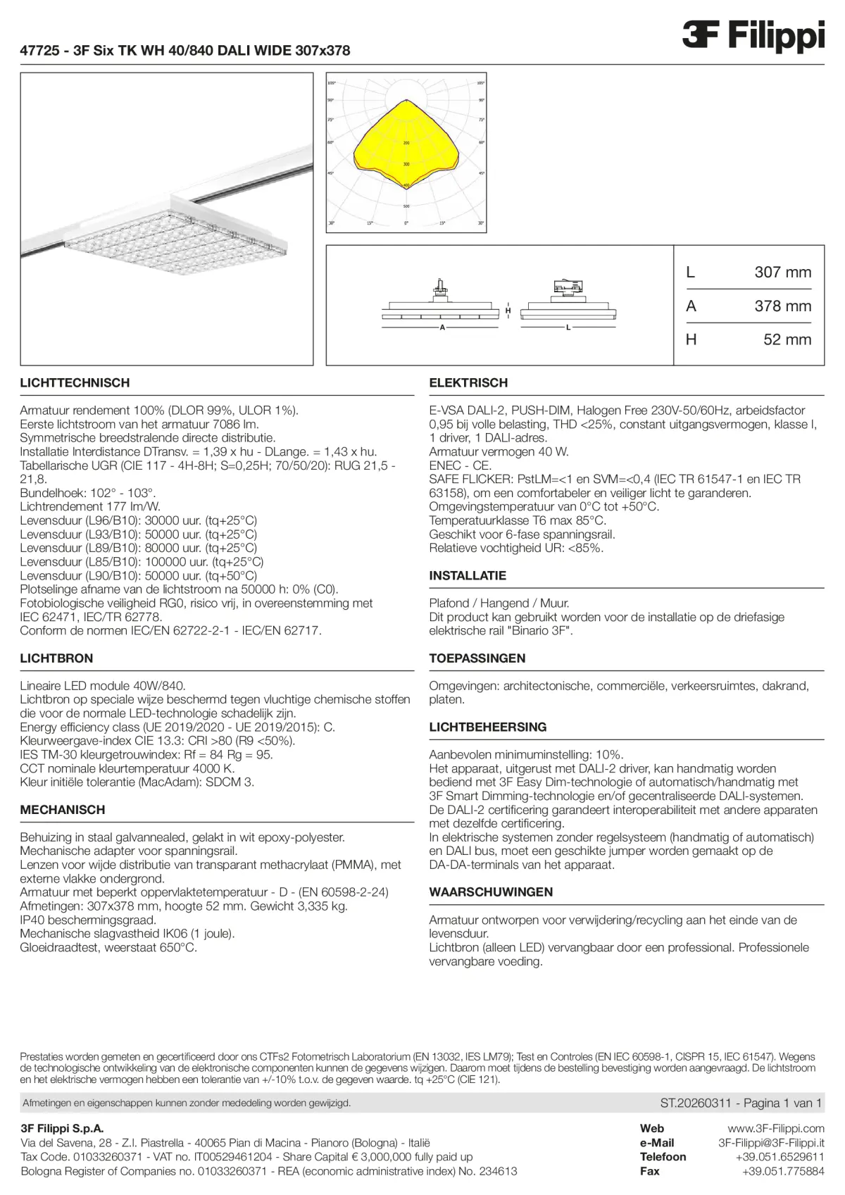 47725 - 3F Six TK WH 40-840 DALI WIDE 307x378 - Datasheet - nl