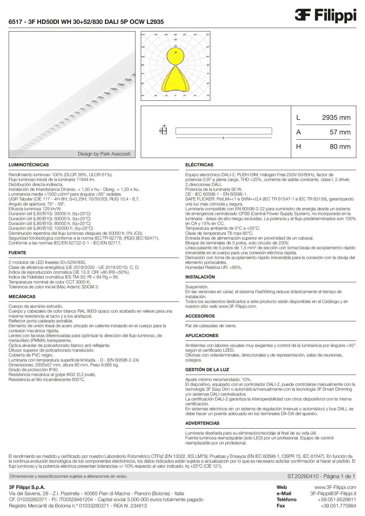 6517 - 3F HD50DI WH 30+52-830 DALI 5P OCW L2935 - Datasheet - es