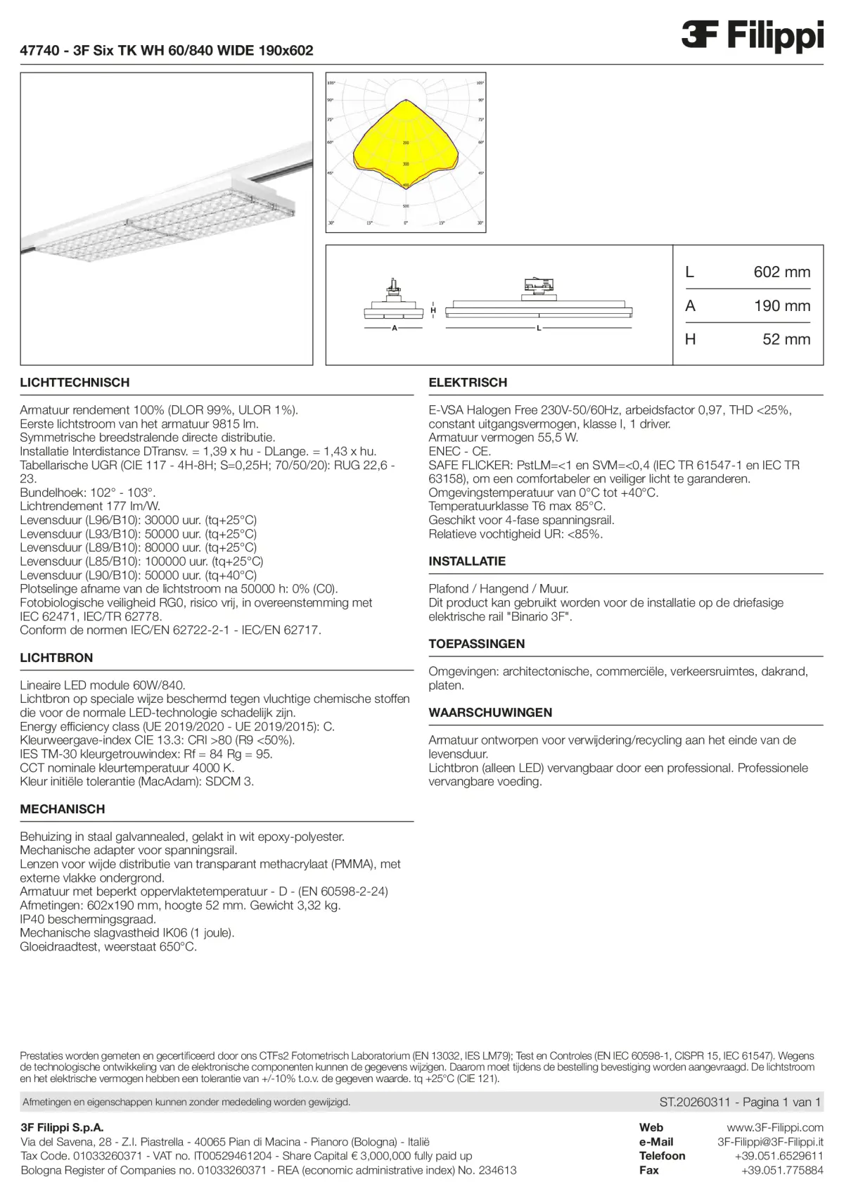 47740 - 3F Six TK WH 60-840 WIDE 190x602 - Datasheet - nl