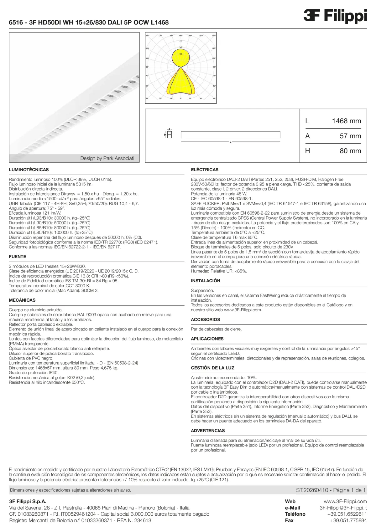 6516 - 3F HD50DI WH 15+26-830 DALI 5P OCW L1468 - Datasheet - es