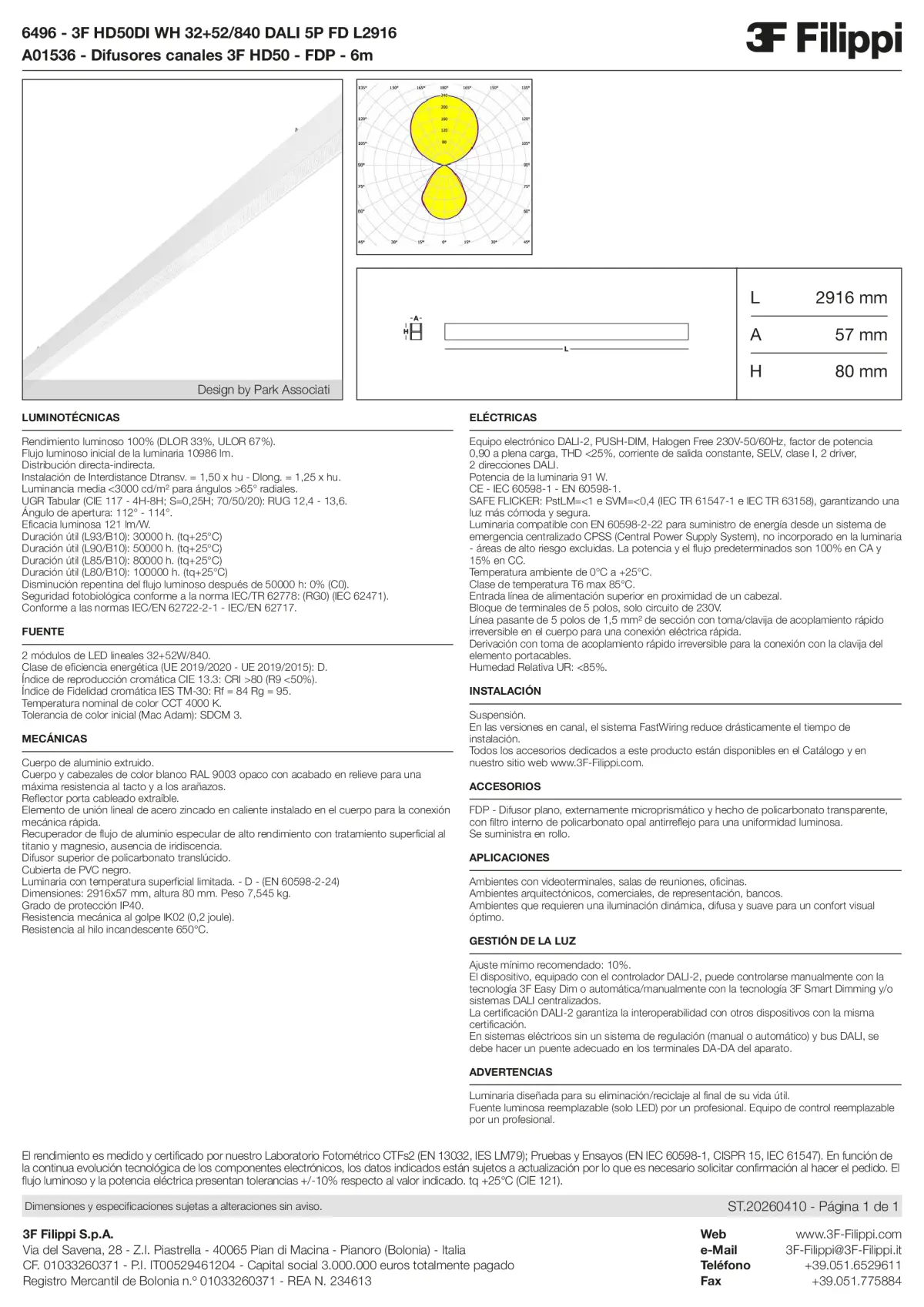 6496+A01536 - 3F HD50DI WH 32+52-840 DALI 5P FD L2916 + FDP - Datasheet - es