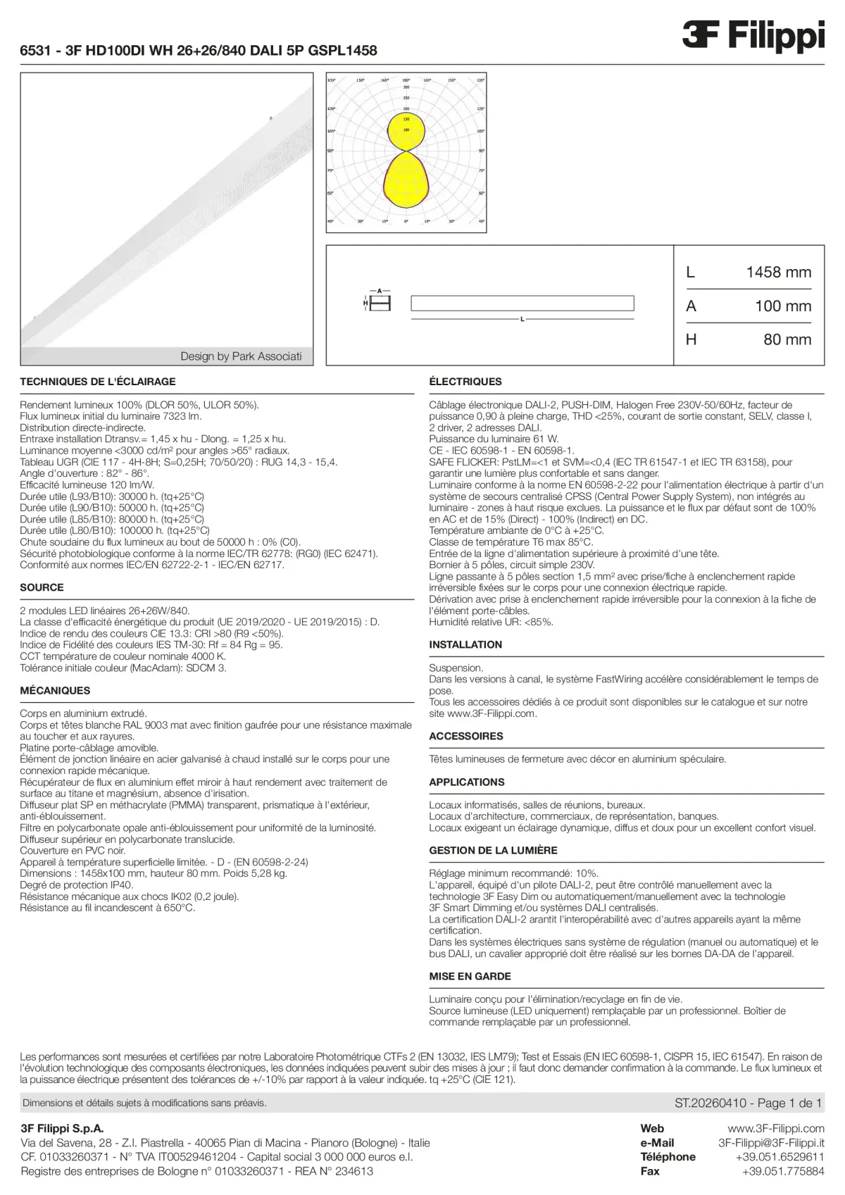 6531 - 3F HD100DI WH 26+26-840 DALI 5P GSPL1458 - Datasheet - fr