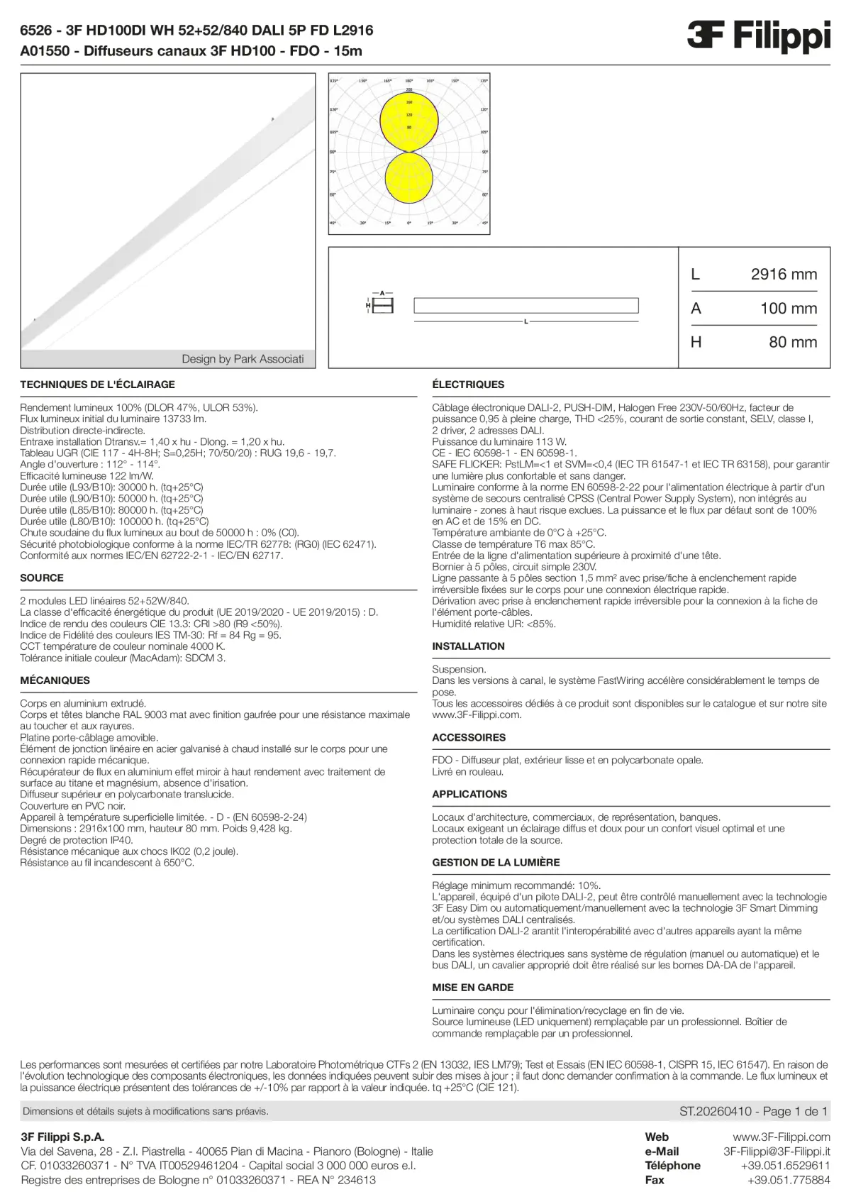6526+A01550 - 3F HD100DI WH 52+52-840 DALI 5P FD L2916 + FDO - Datasheet - fr