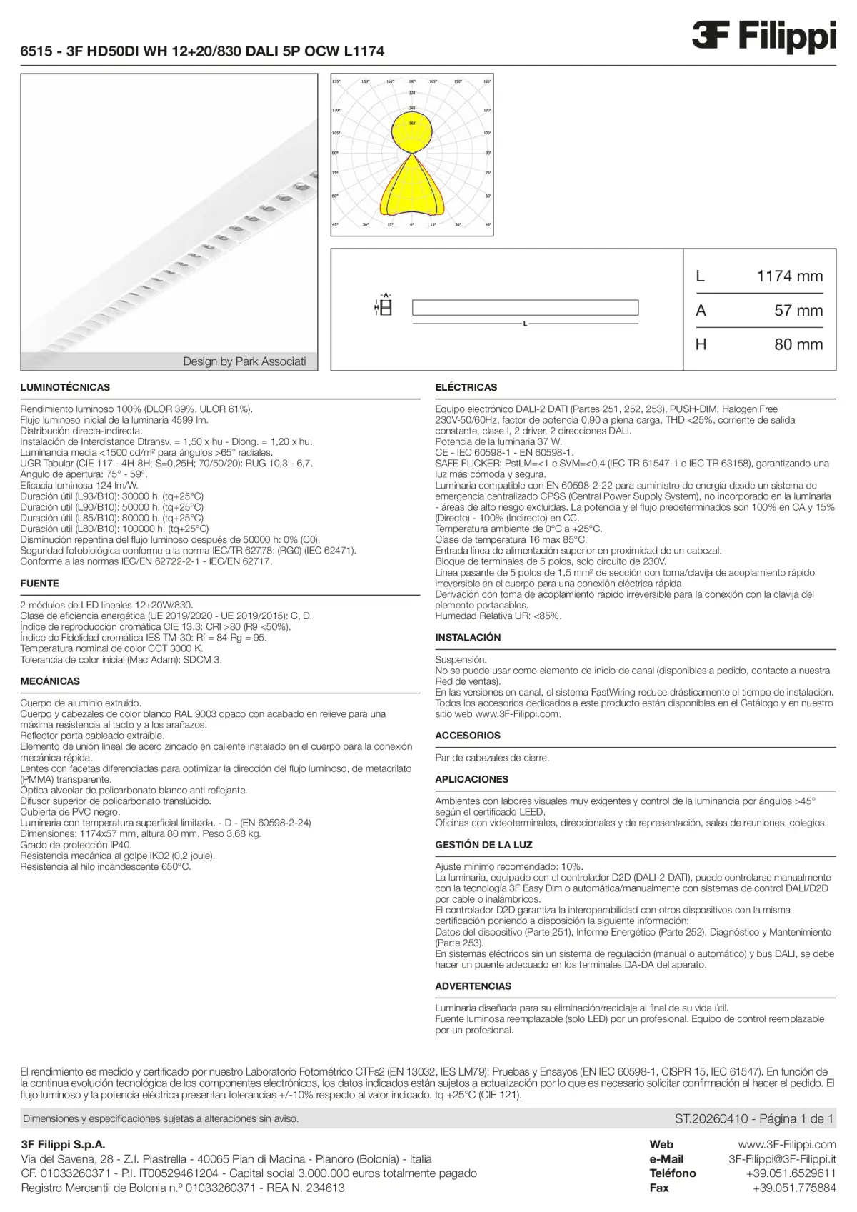6515 - 3F HD50DI WH 12+20-830 DALI 5P OCW L1174 - Datasheet - es